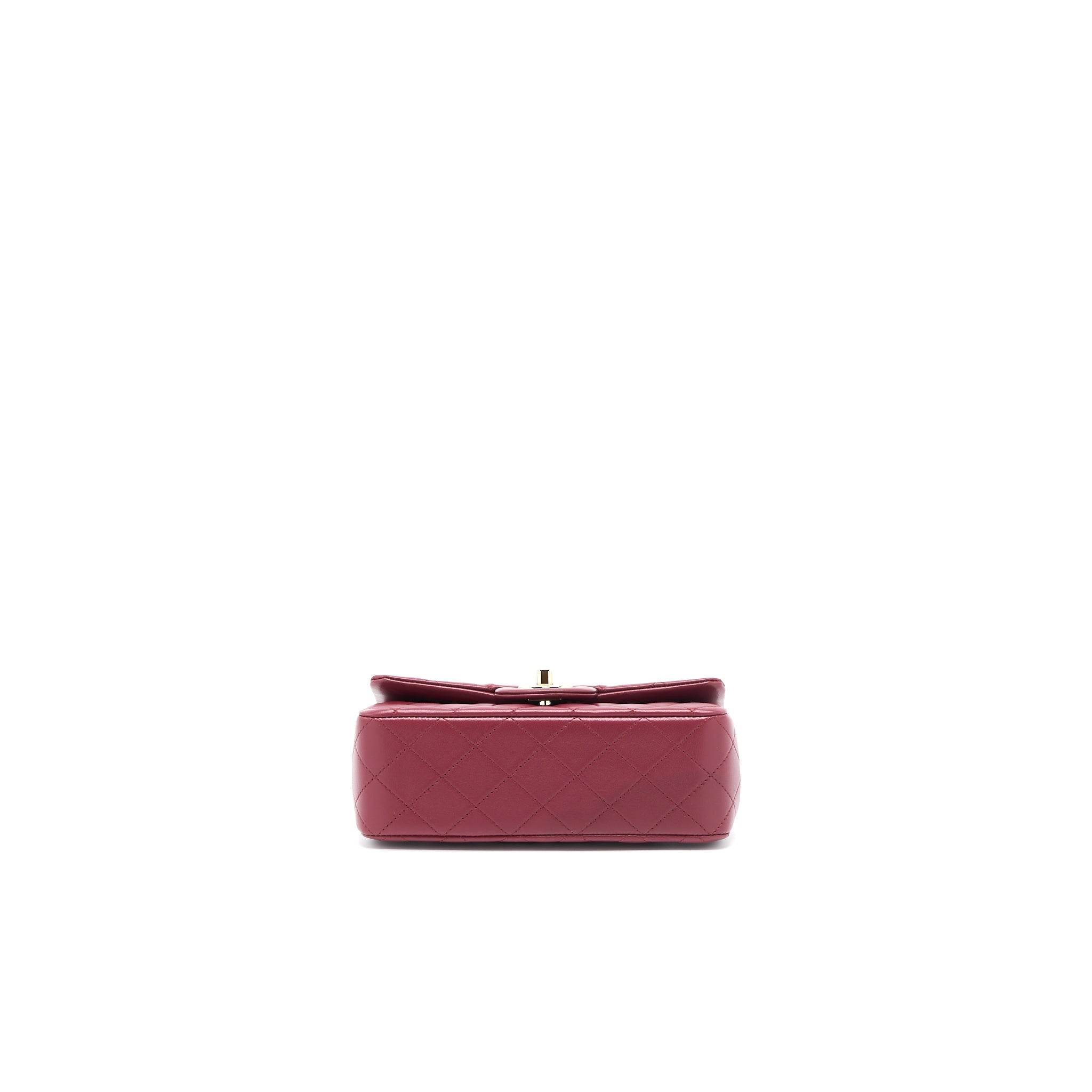 CHANEL TOP HANDLE MINI RECTANGULAR FLAP BAG LAMBSKIN BURGUNDY GHW (MICROCHIP)