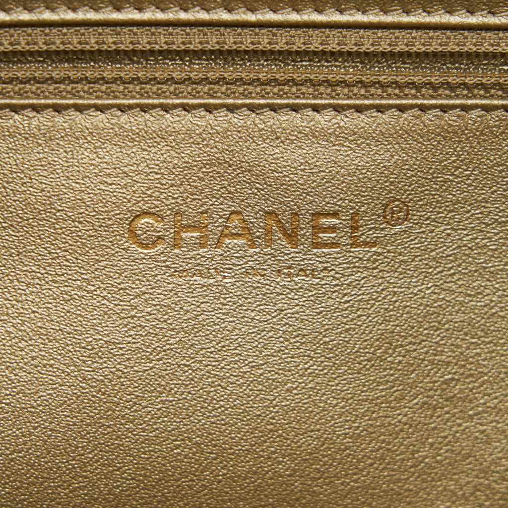 CHANEL CALFSKIN LEATHER SHOPPING BAG BLACK/BEIGE