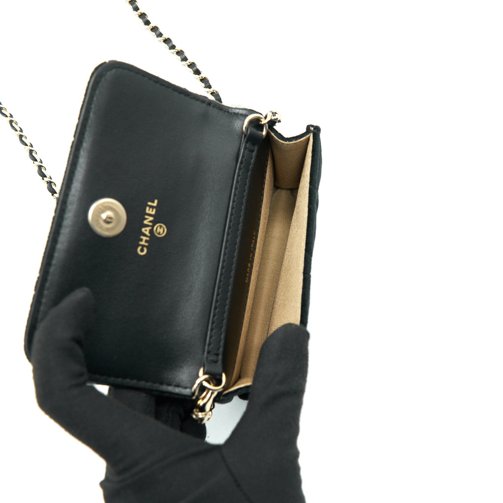 CHANEL VELVET PEARL CRUSH MINI BELT BAG BLACK WITH LGHW