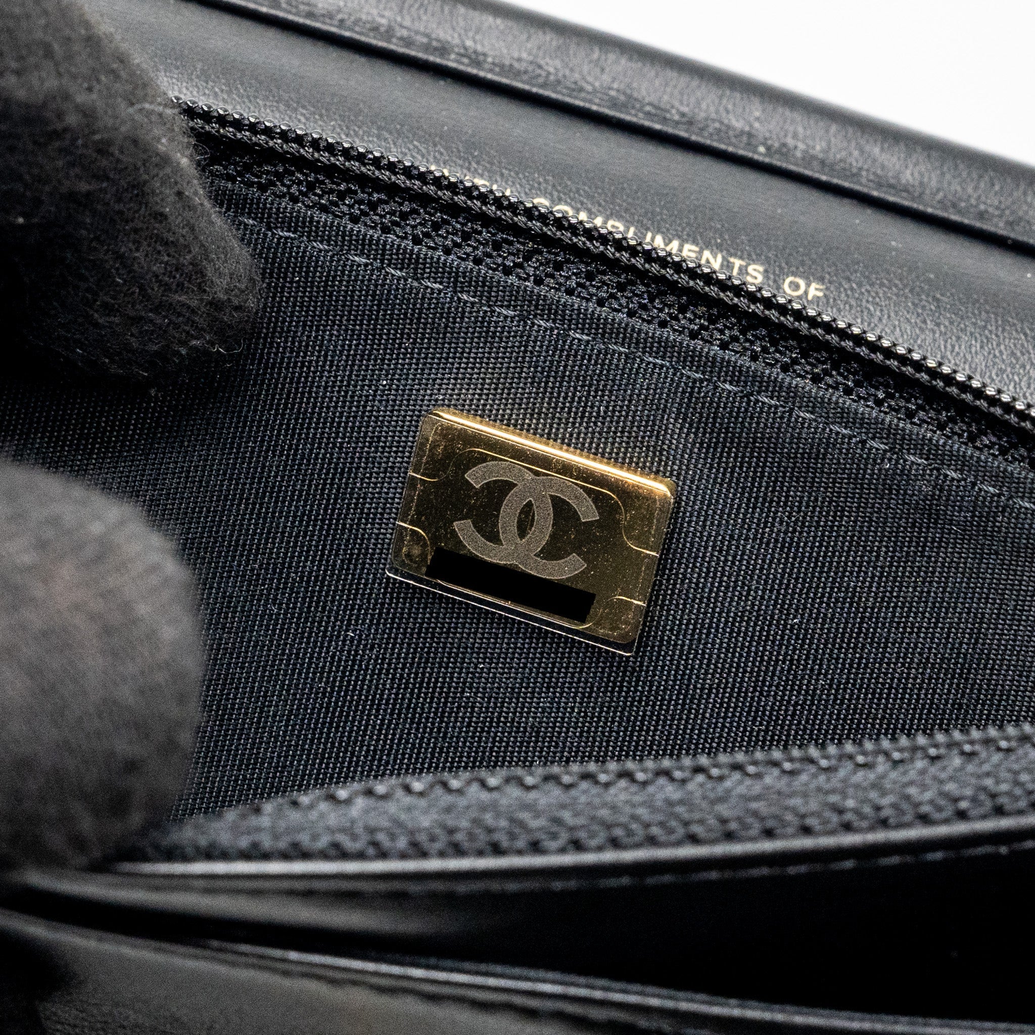 CHANEL QUILTED WALLET ON CHAIN SHINY CALFSKIN BLACK GHW (MICROCHIP)