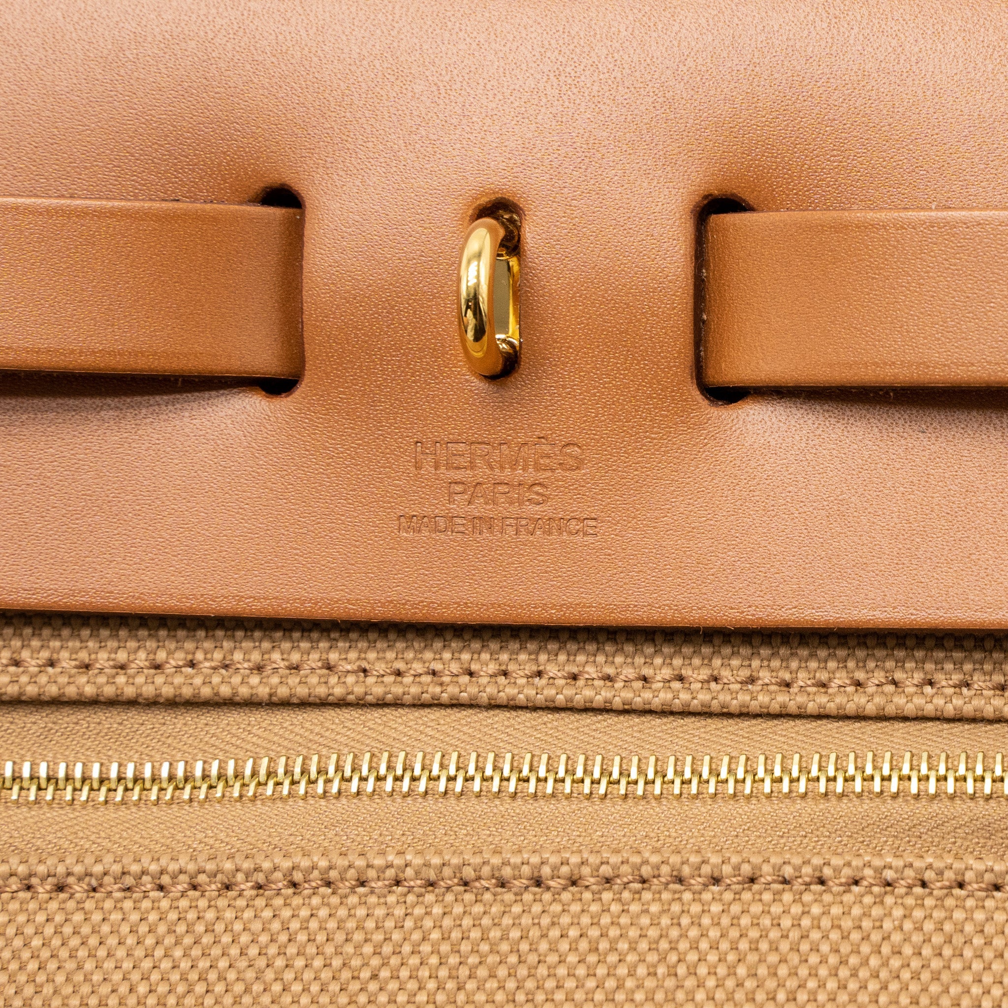 HERMES HERBAG 31 CANVAS/VACHE HUNTER LEATHER CHAI/FAUVE GHW