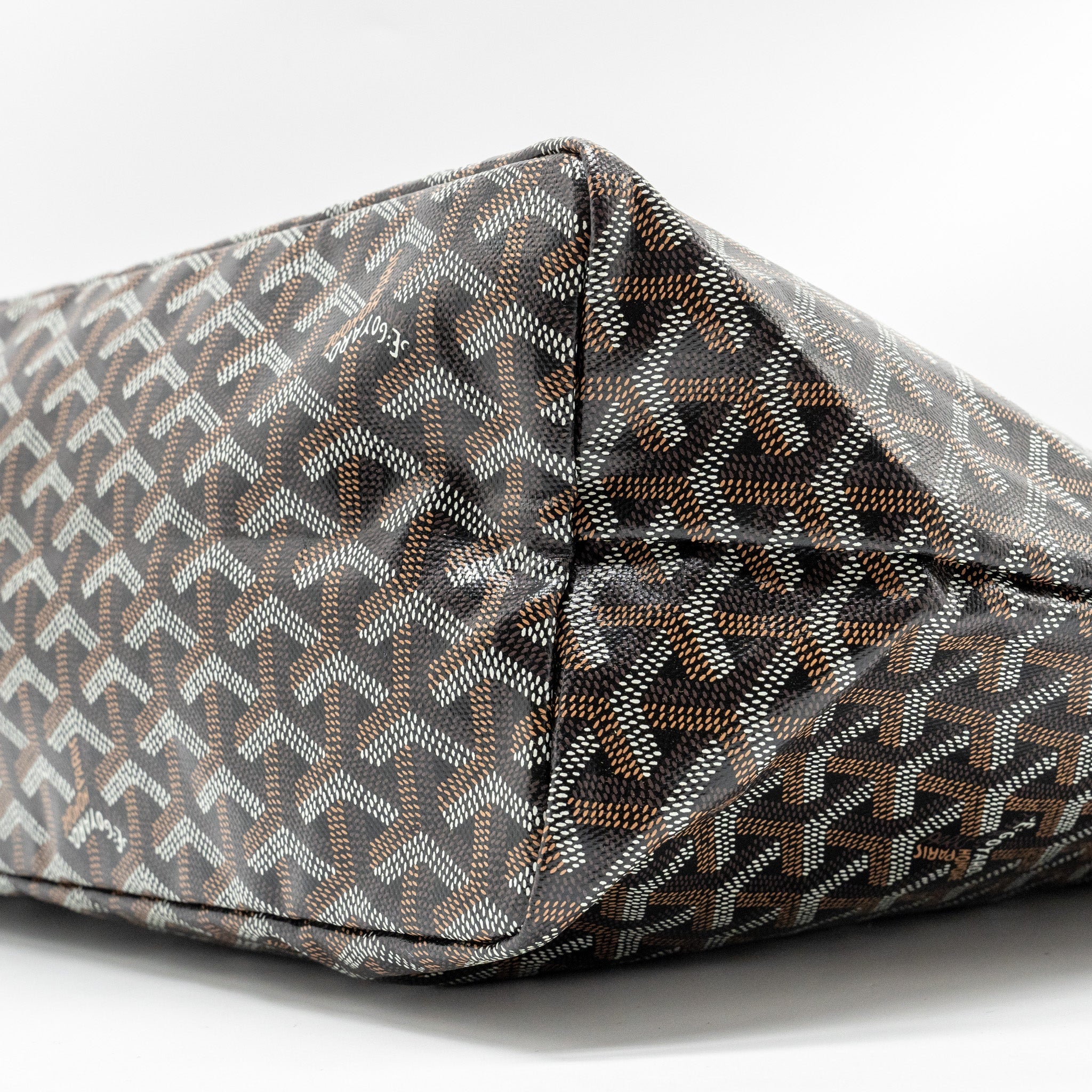 GOYARD SAINT LOUIS PM TOTE  BAG GOYARDINE CANVAS / CALFSKIN BLACK SHW