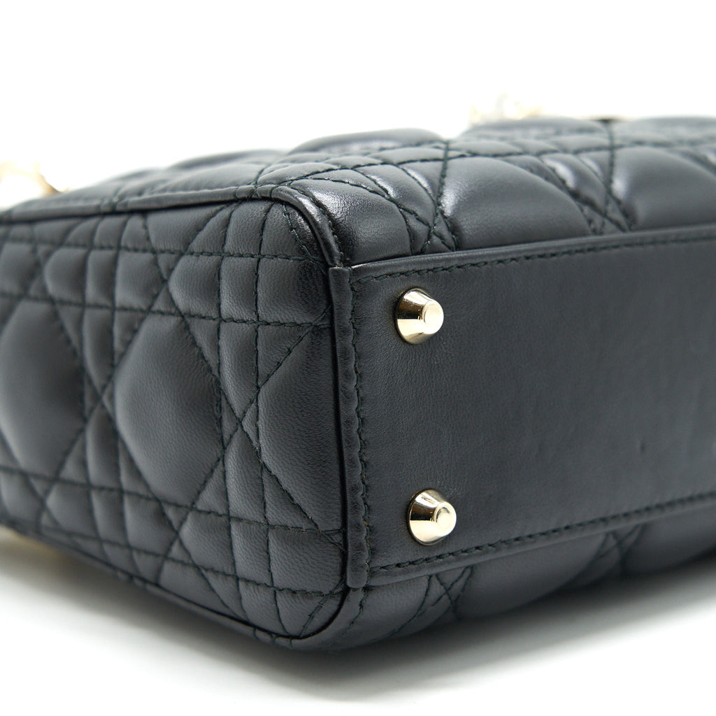 DIOR MINI LADY DIOR LAMBSKIN BLACK WITH GHW