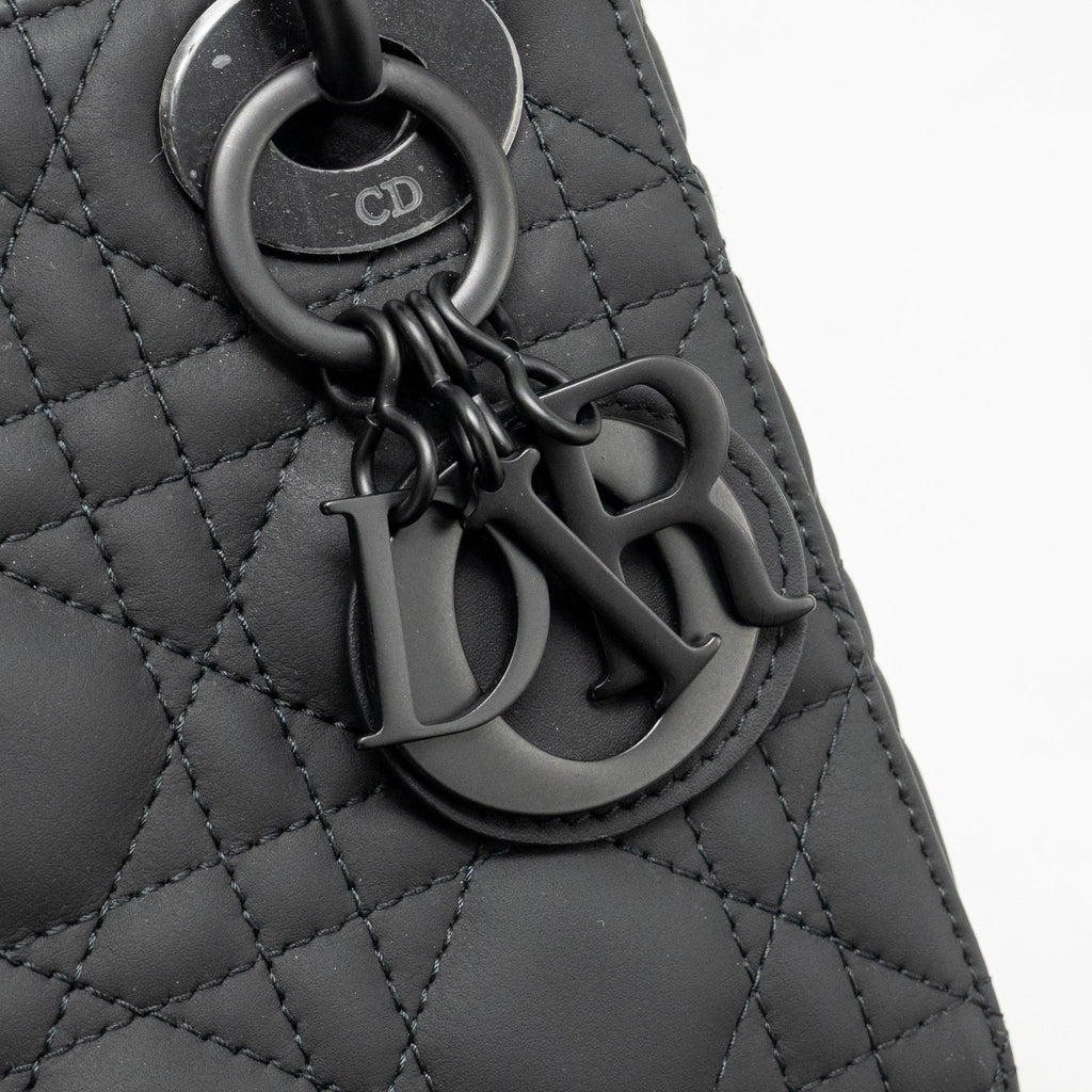 DIOR MINI LADY DIOR ULTRAMATTE CANNAGE CALFSKIN SO BLACK