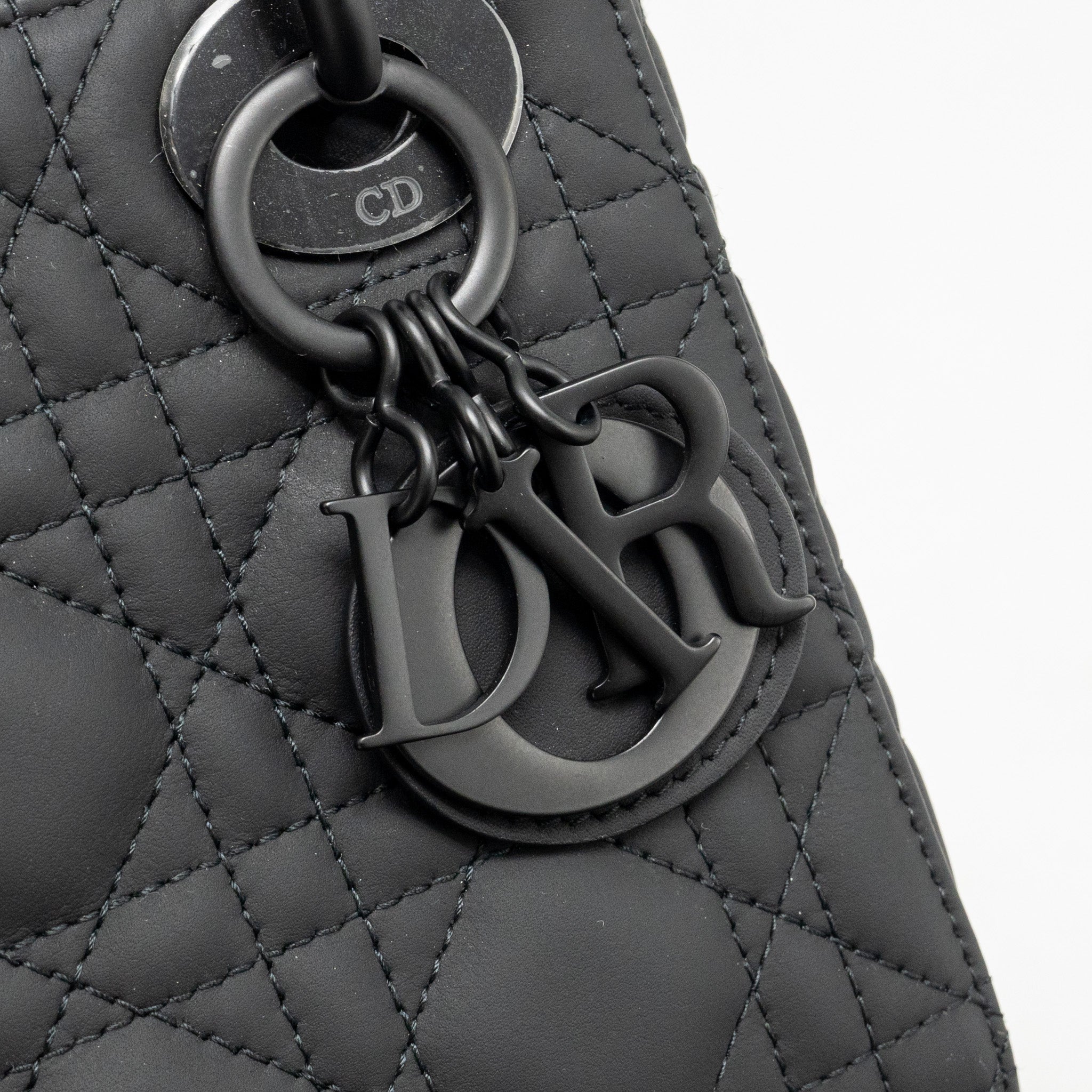 DIOR MINI LADY DIOR ULTRAMATTE CANNAGE CALFSKIN SO BLACK