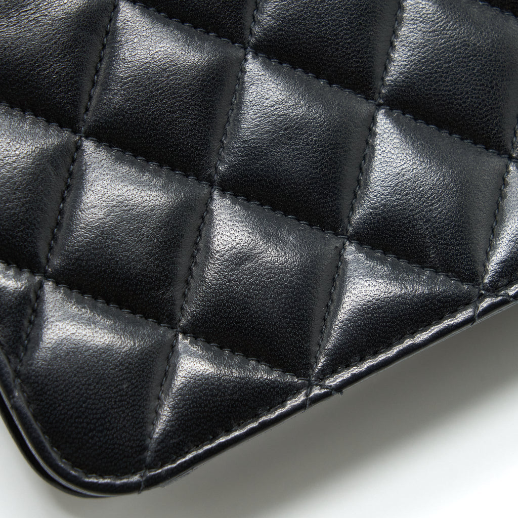 CHANEL VINTAGE QUILTED MINI FLAP BAG WITH CHAIN LAMBSKIN BLACK GHW