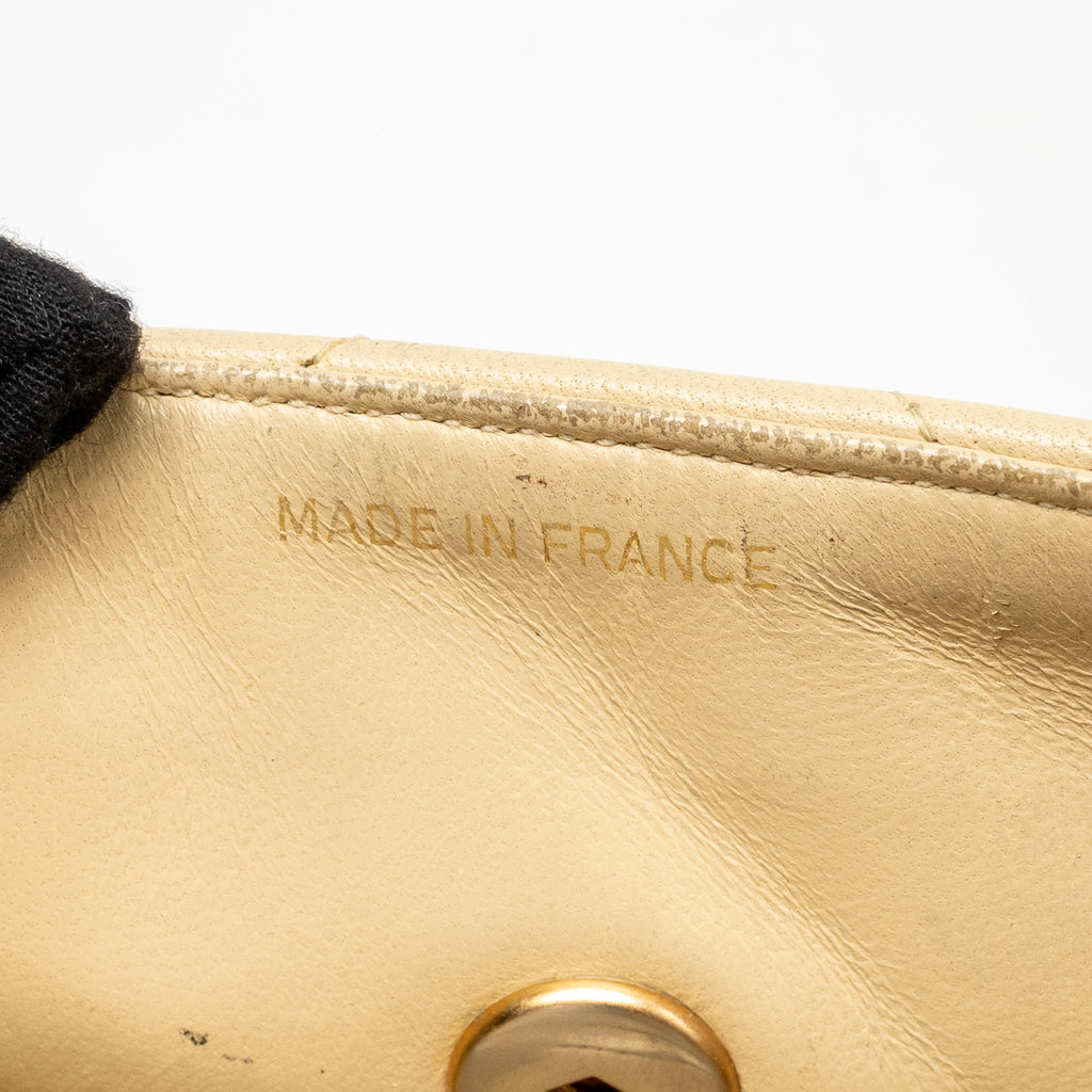 CHANEL VINTAGE QUILTED ENVELOPE FLAP BAG LAMBSKIN BEIGE / BLACK GHW