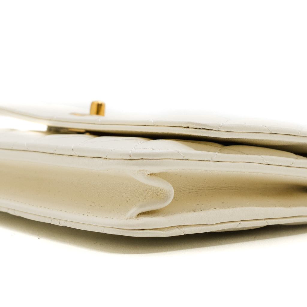 CHANEL PEARL CRUSH WALLET ON CHAIN LAMBSKIN WHITE GHW (MICROCHIP)