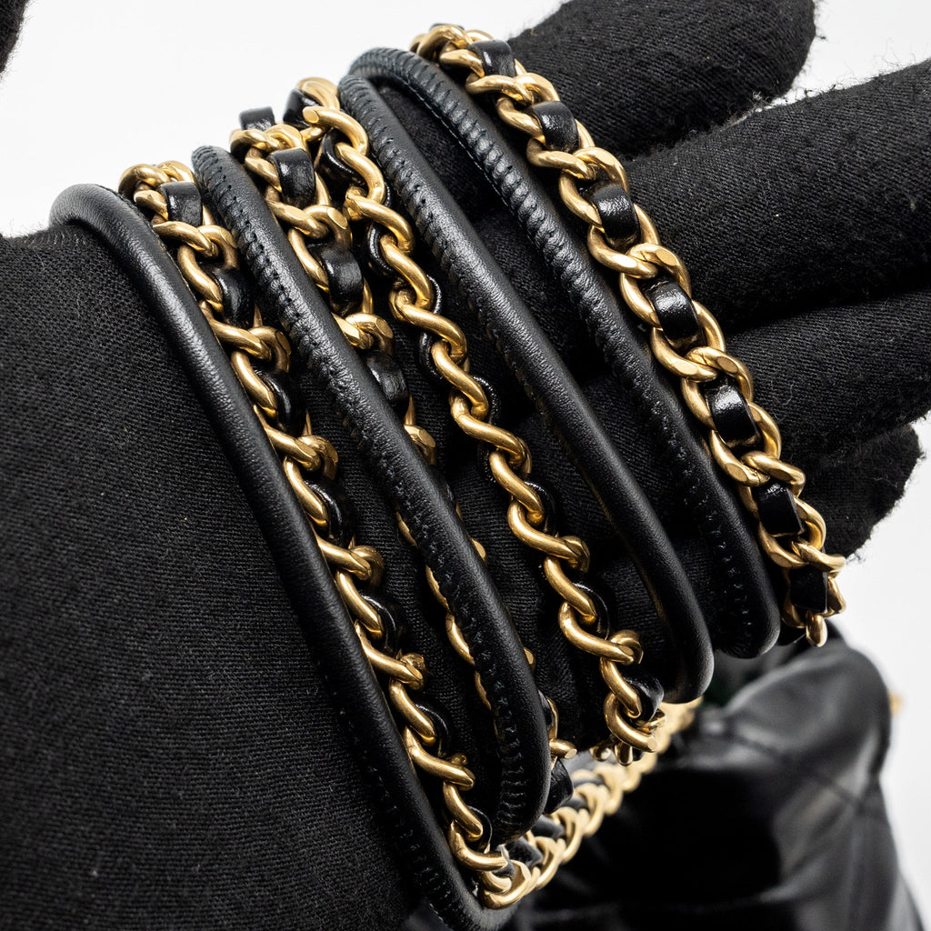 CHANEL MINI 22 BAG SHINY CALFSKIN BLACK GHW (MICROCHIP)