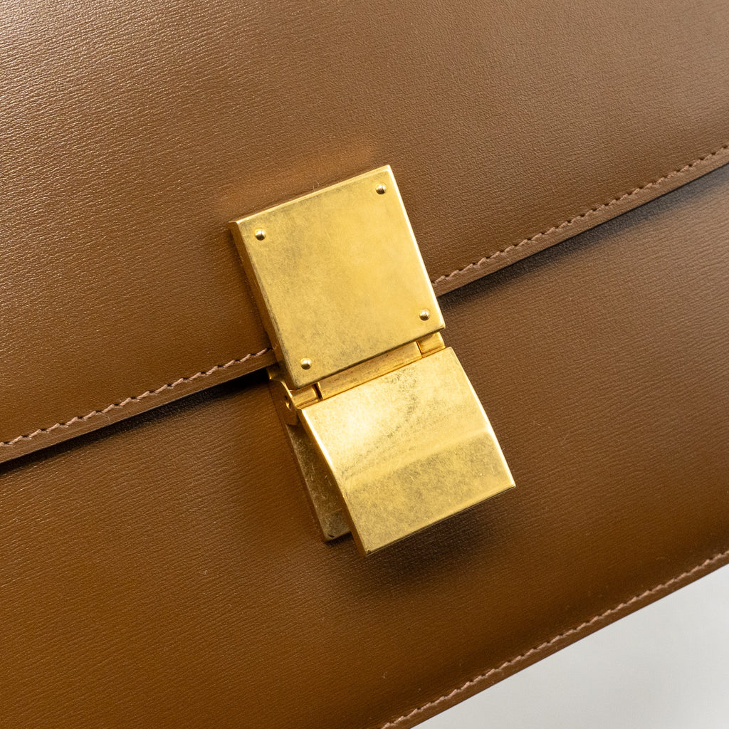 CELINE MEDIUM CLASSIC BOX BAG CALFSKIN CAMEL GHW