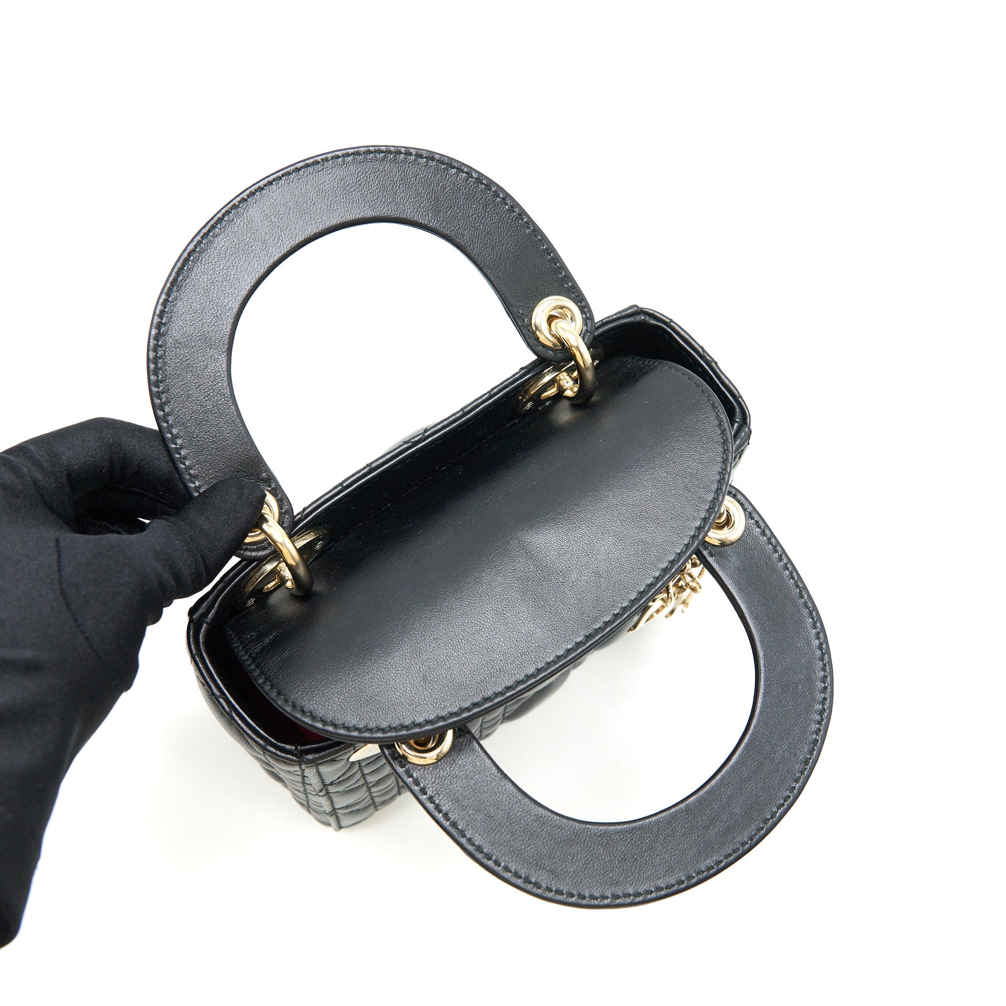 DIOR MINI LADY DIOR LAMBSKIN BLACK WITH GHW