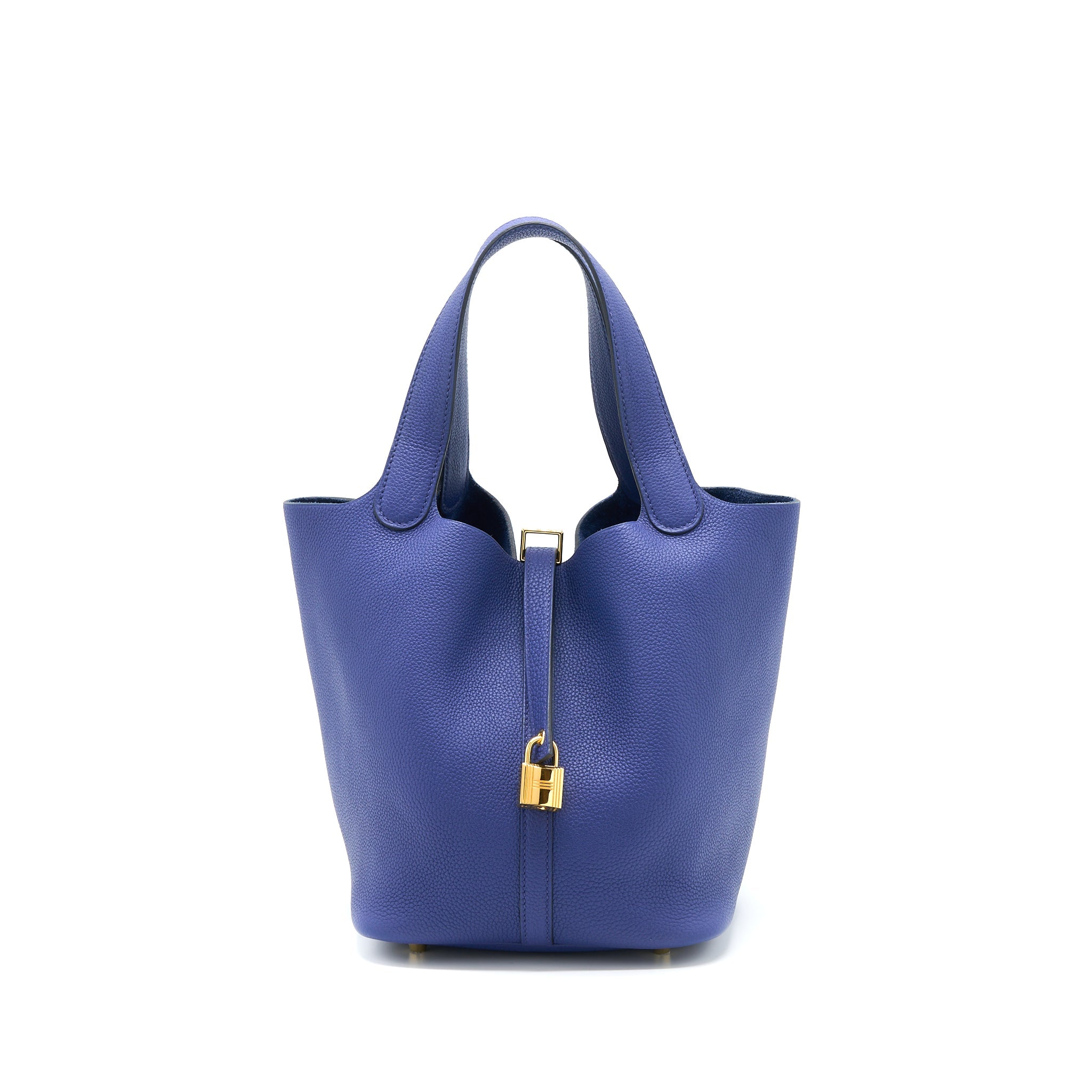 HERMES PICOTIN 22 LOCK BAG TAURILLON MAURICE BLUE SAPHIR GHW