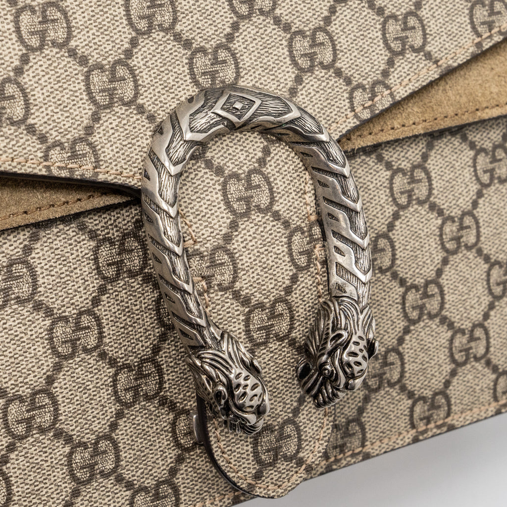 GUCCI DIONYSUS SHOULDER BAG GG SUPREME CANVAS/SUEDE LEATHER BEIGE SHW