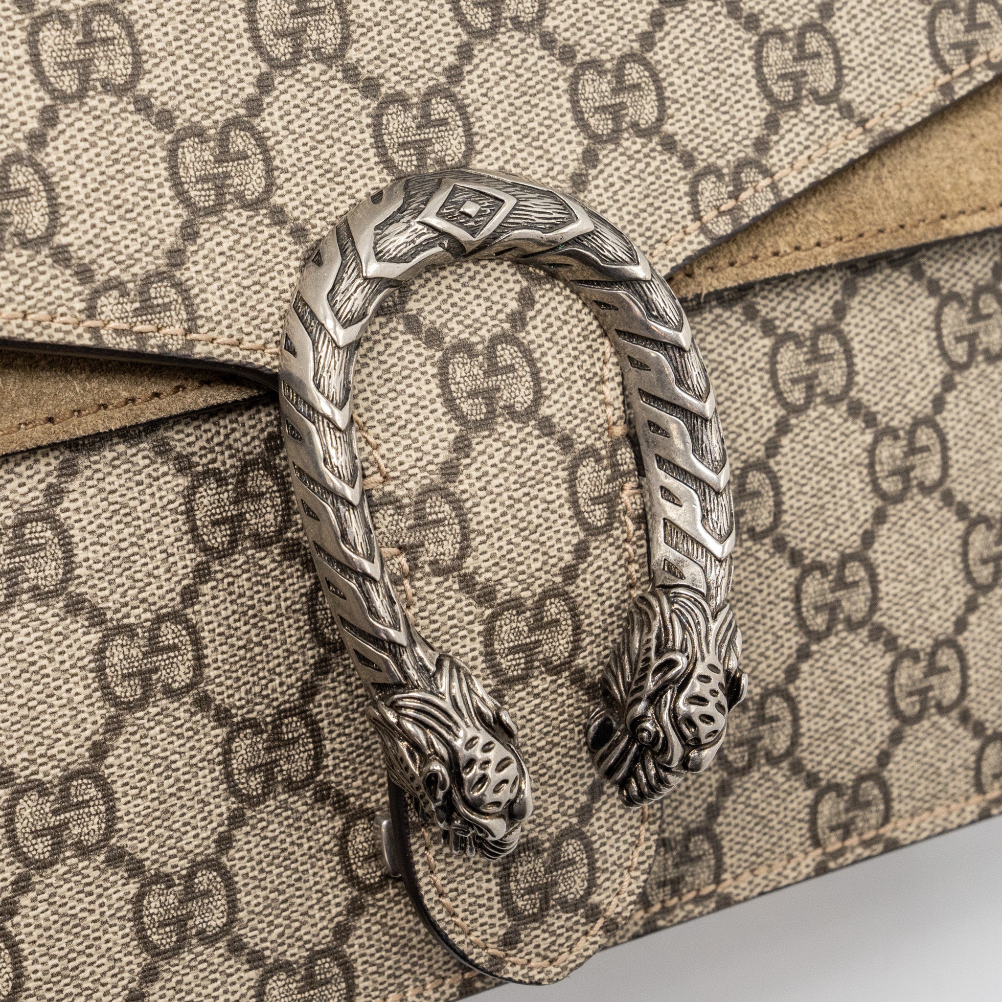 GUCCI DIONYSUS SHOULDER BAG GG SUPREME CANVAS/SUEDE LEATHER BEIGE SHW