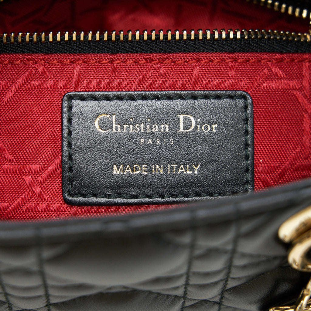DIOR MINI LADY DIOR LAMBSKIN BLACK WITH GHW