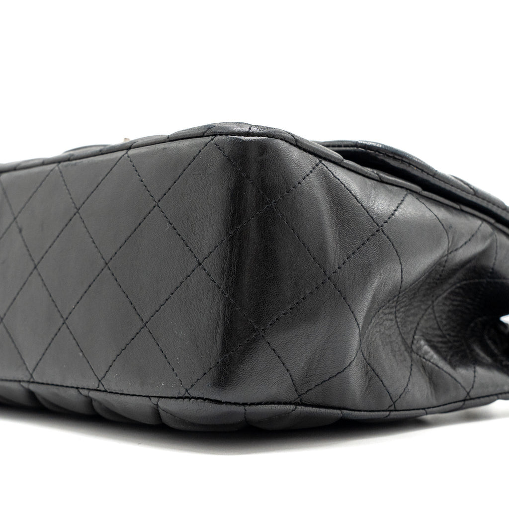 CHANEL CLASSIC JUMBO SINGLE FLAP BAG LAMBSKIN BLACK SHW