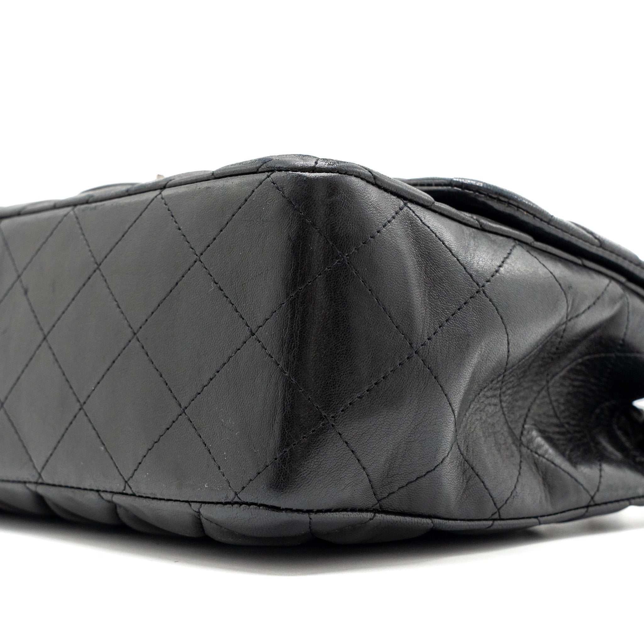 CHANEL CLASSIC JUMBO SINGLE FLAP BAG LAMBSKIN BLACK SHW