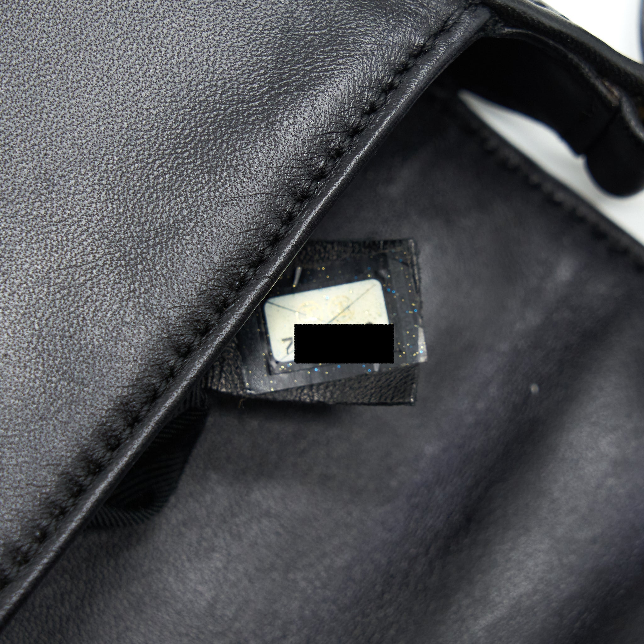 CHANEL VINTAGE CHOCOLATE BAR FLAP SHOULDER BAG LAMBSKIN BLACK GHW