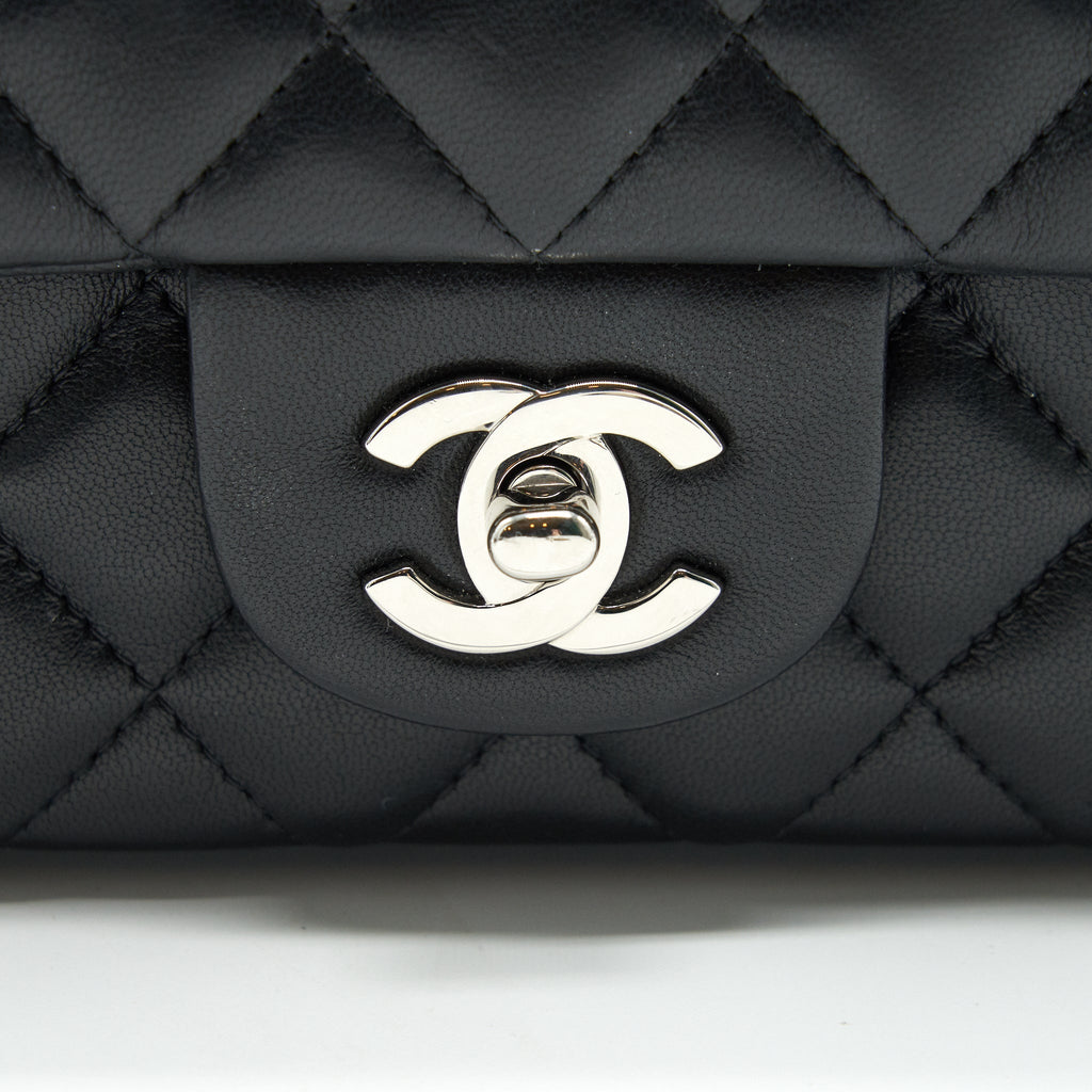 CHANEL LAMBSKIN RECTANGULAR MINI FLAP BAG IN BLACK SHW