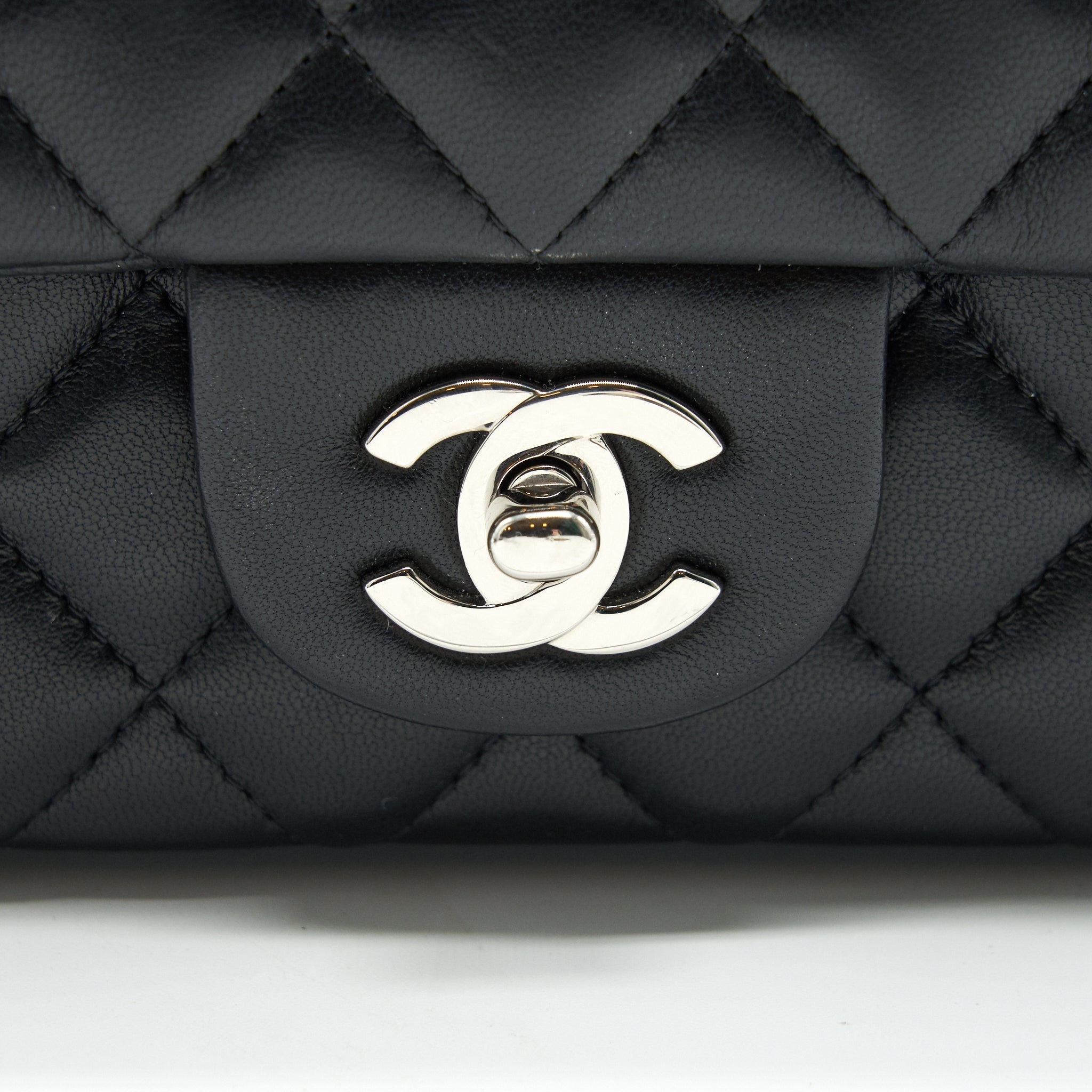 CHANEL LAMBSKIN RECTANGULAR MINI FLAP BAG IN BLACK SHW