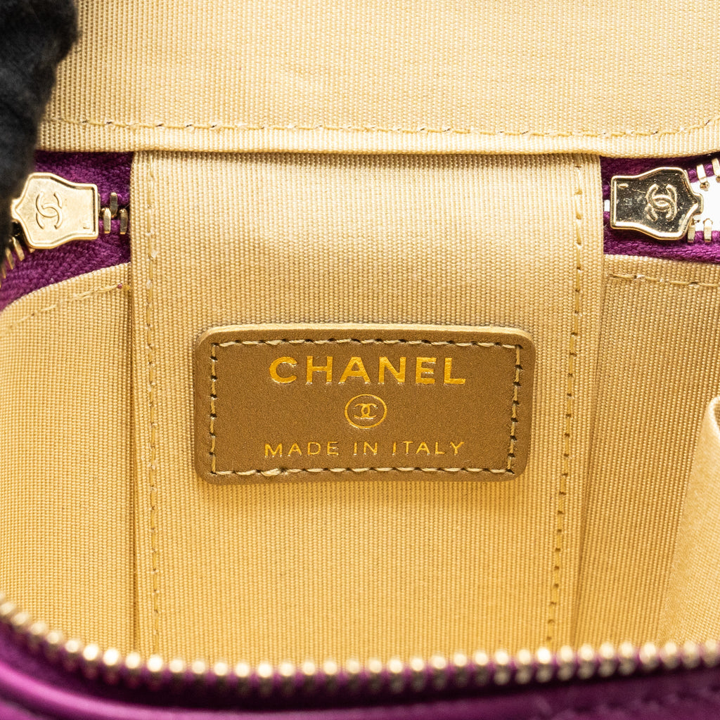 CHANEL PEARL CRUSH MINI VANITY WITH CHAIN LAMBSKIN PURPLE GHW