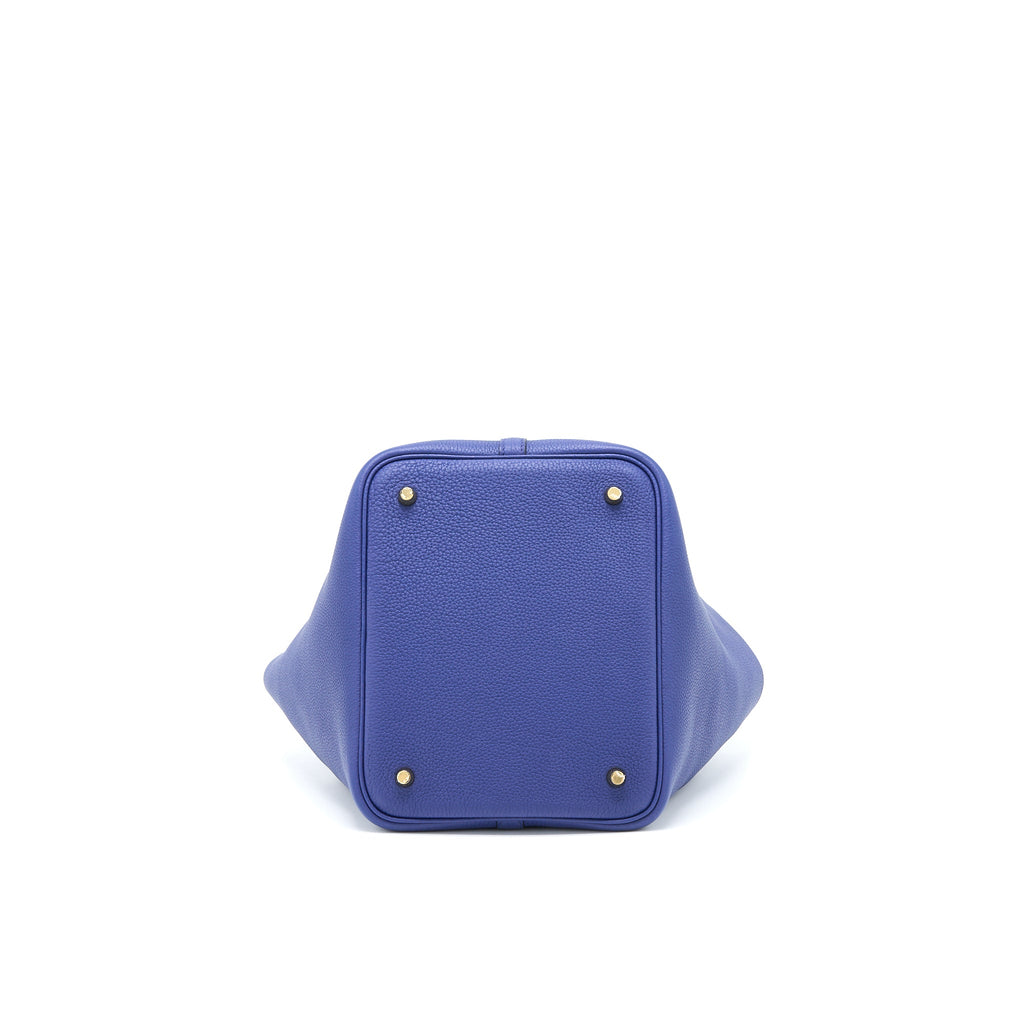 HERMES PICOTIN 22 LOCK BAG TAURILLON MAURICE BLUE SAPHIR GHW