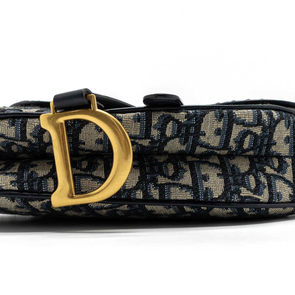 DIOR MINI SADDLE BAG BLUE OBLIQUE JACQUARD GHW
