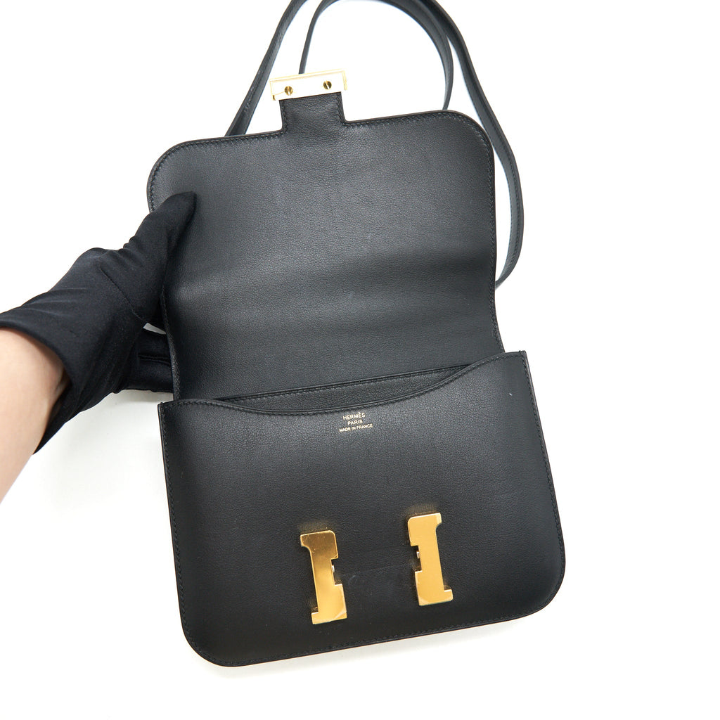HERMES MINI CONSTANCE SWIFT LEATHER BLACK GHW