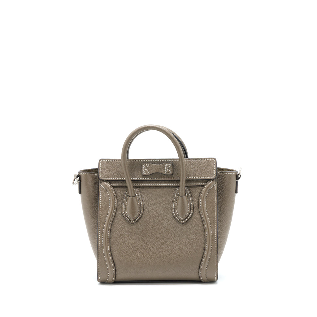 CELINE NANO LUGGAGE BAG CALFSKIN GREY SHW