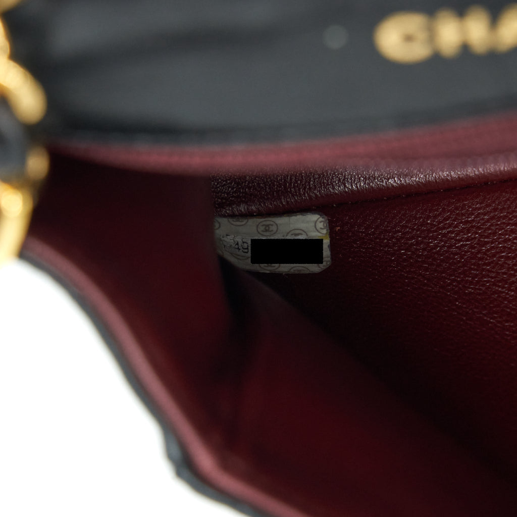 CHANEL VINTAGE MINI SQUARE FLAP BAG LAMBSKIN BLACK GHW