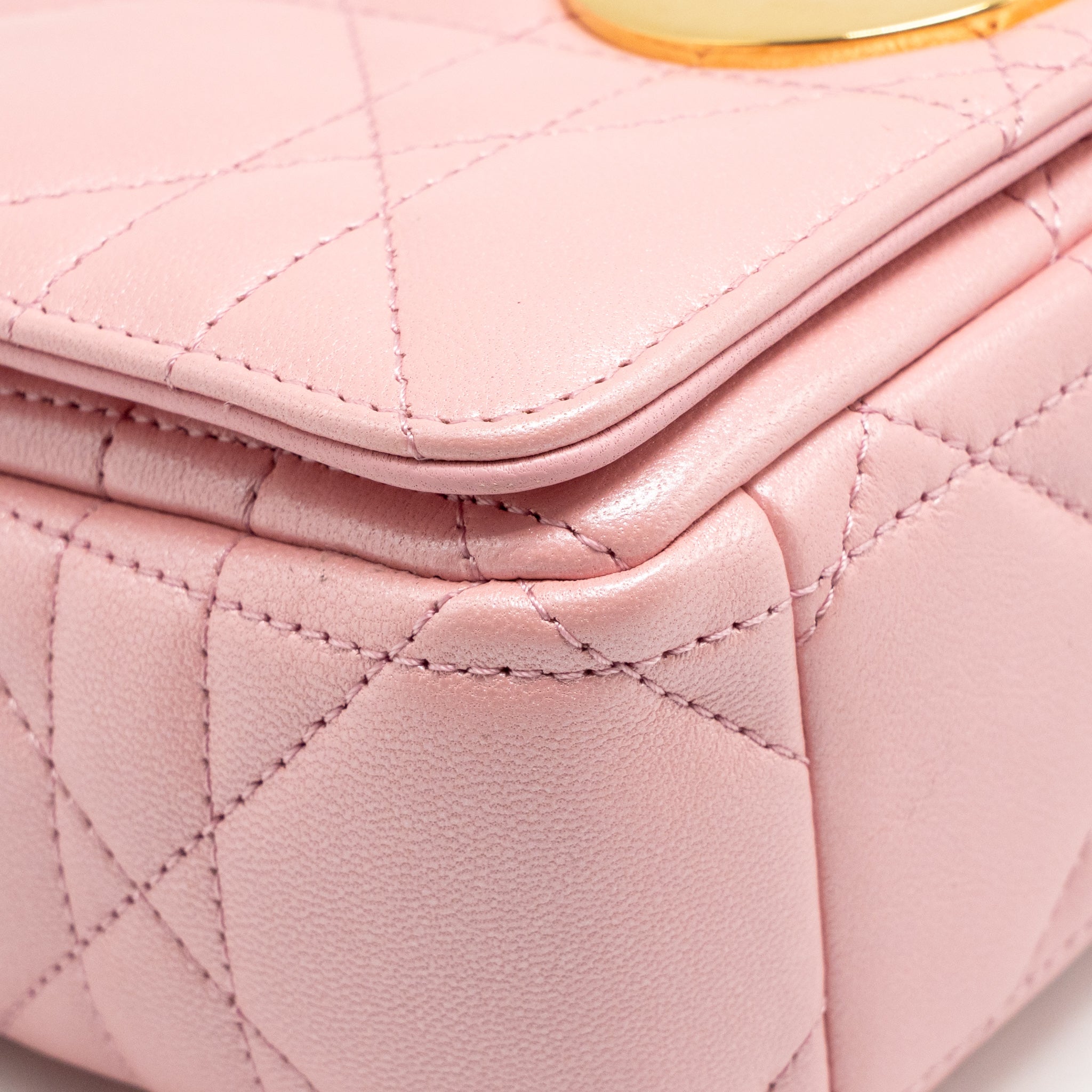 DIOR SMALL SOFT CARO BAG LAMBSKIN MELOCOTON GHW