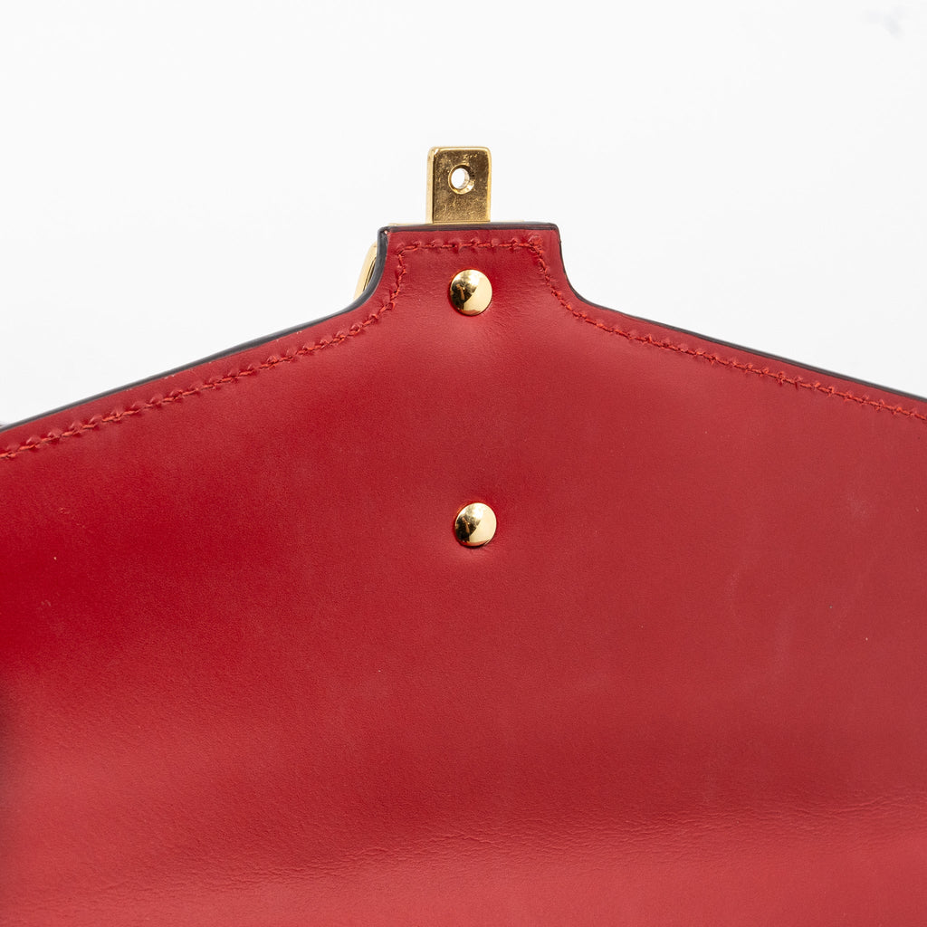GUCCI SYLVIE SHOULDER BAG CALFSKIN RED GHW
