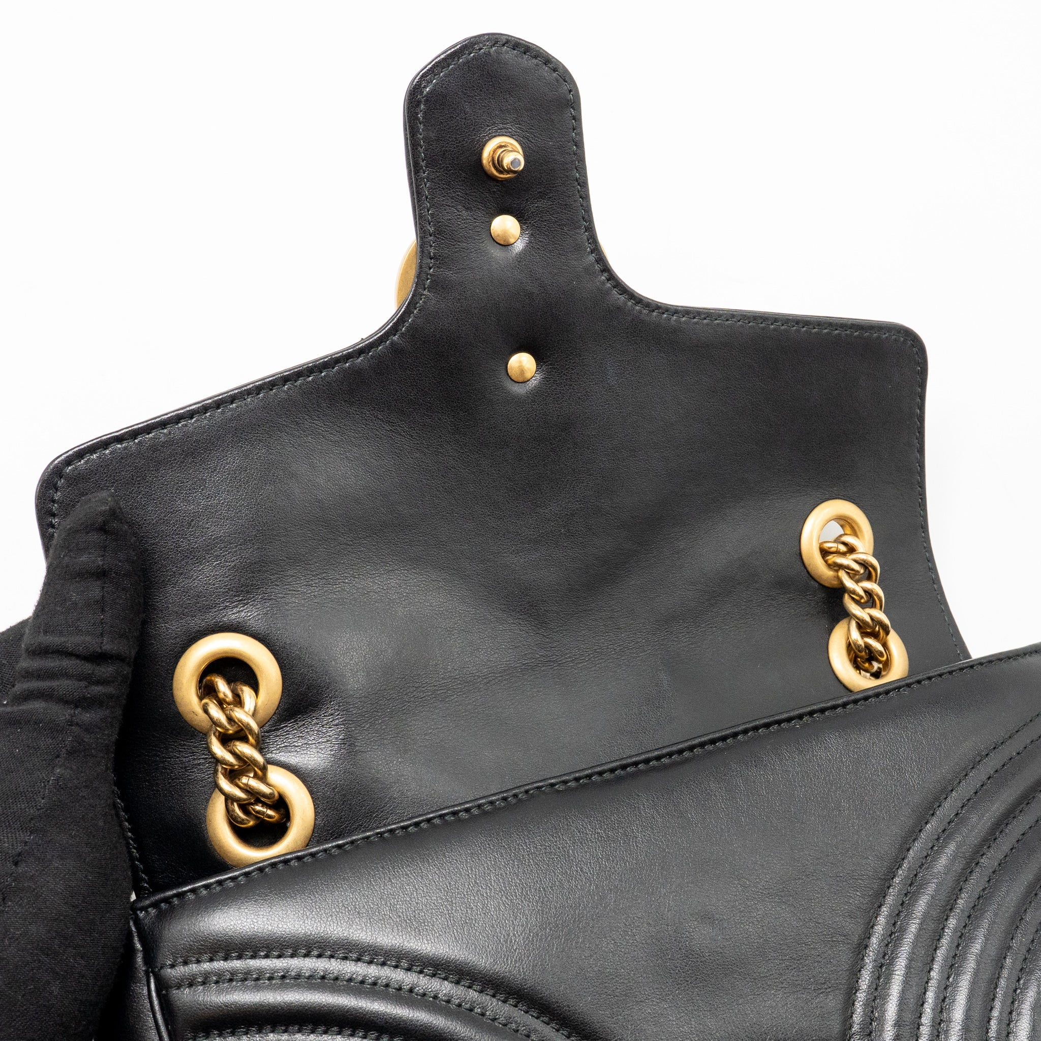 GUCCI MEDIUM GG MARMONT SHOULDER BAG CALFSKIN BLACK GHW