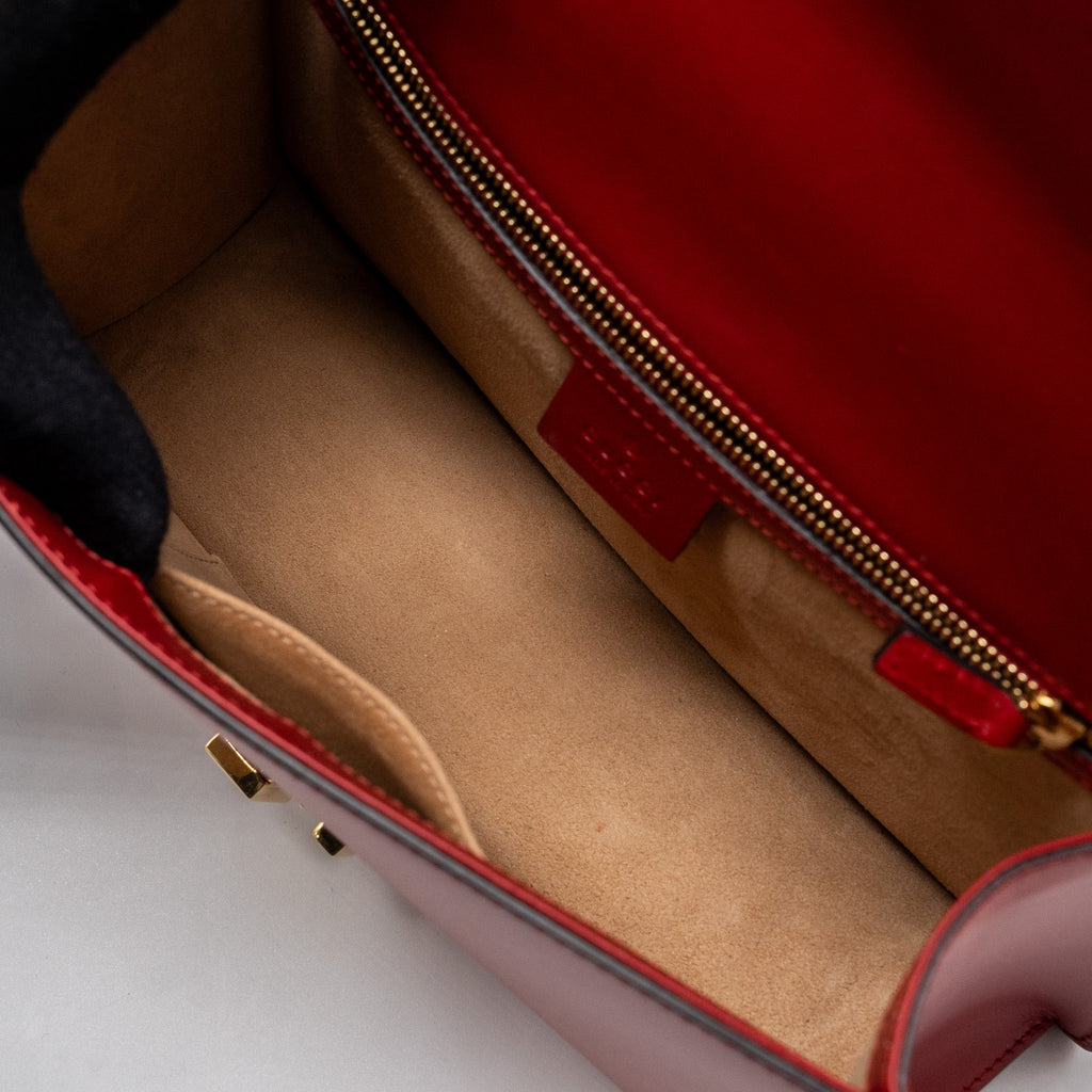 GUCCI SYLVIE SHOULDER BAG CALFSKIN RED GHW