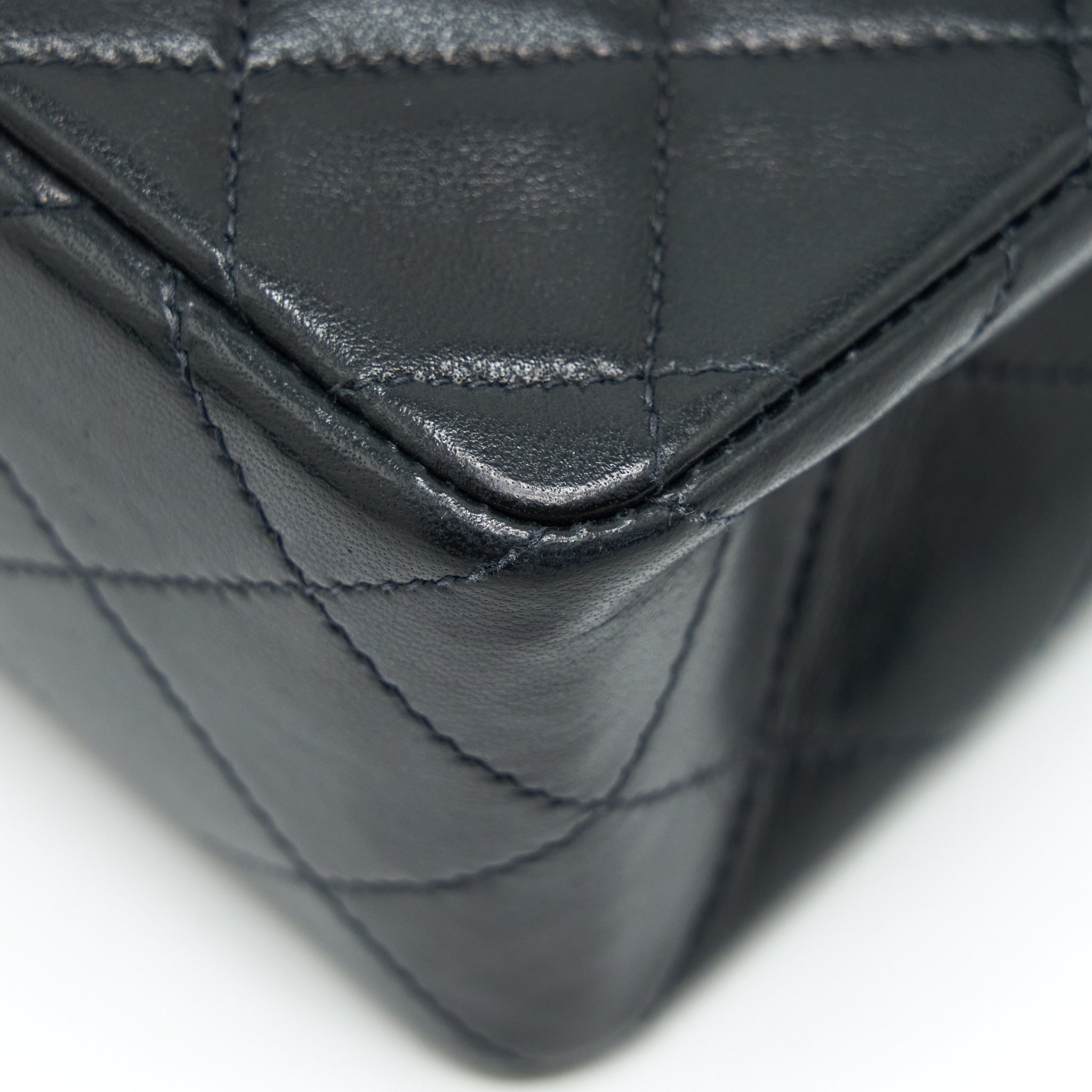 CHANEL VINTAGE MINI SQUARE FLAP BAG LAMBSKIN BLACK GHW