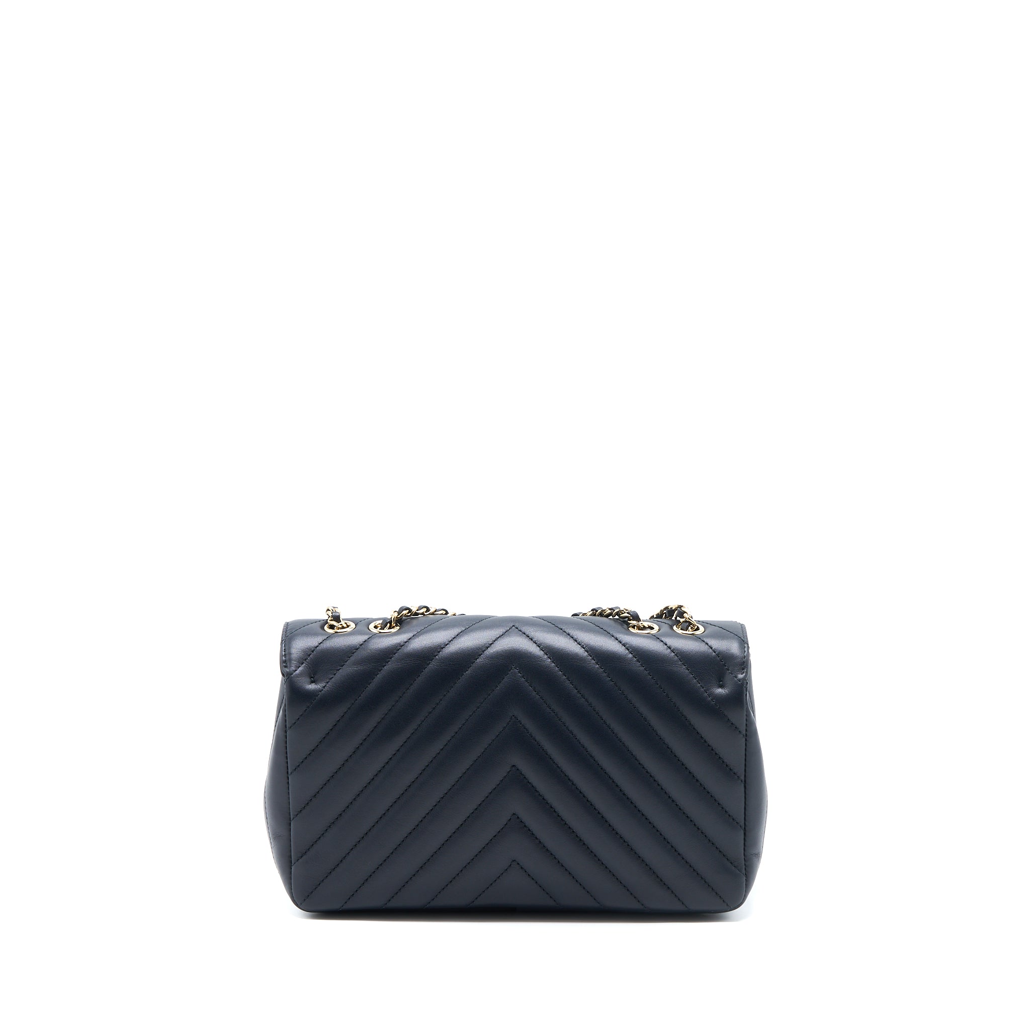 CHANEL SEASONAL CHEVRON FLAP BAG LAMBSKIN DARK GREY LGHW