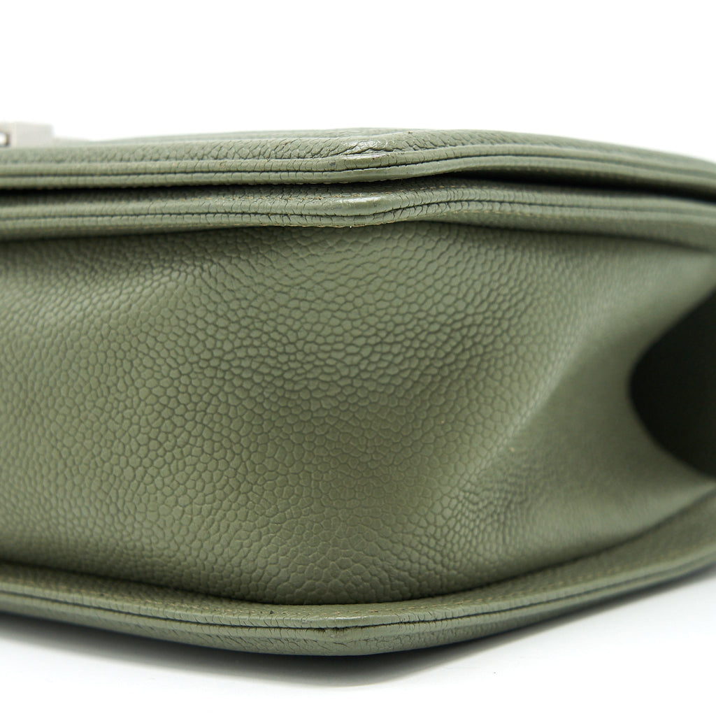 CHANEL MEDIUM BOY BAG CAVIAR LIGHT GREEN LGHW