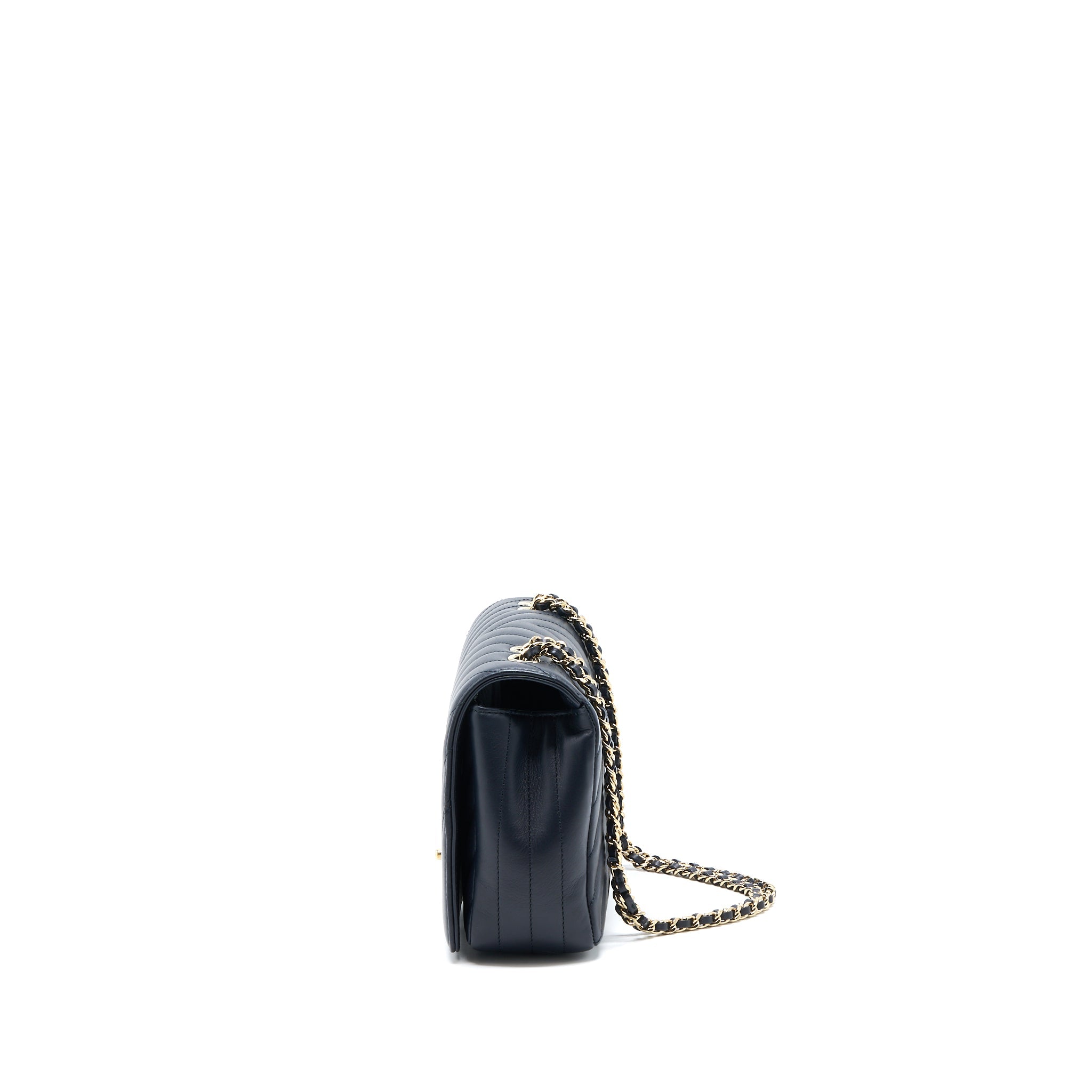 CHANEL SEASONAL CHEVRON FLAP BAG LAMBSKIN DARK GREY LGHW
