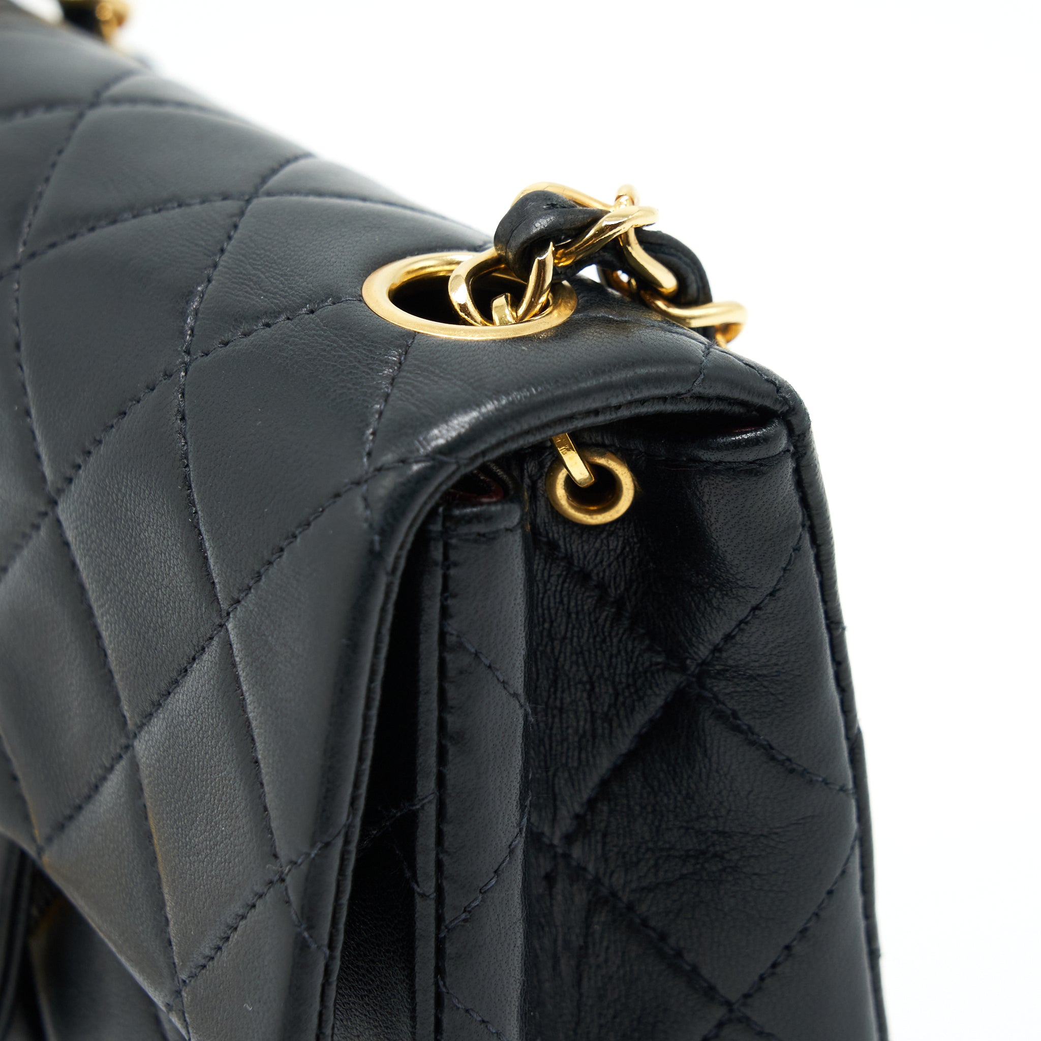 CHANEL VINTAGE MINI SQUARE FLAP BAG LAMBSKIN BLACK GHW