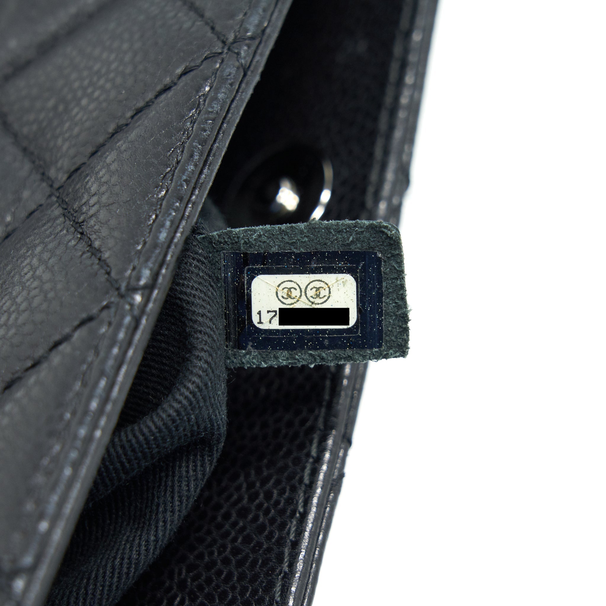 CHANEL QUILTED LEATHER TOTE BAG WITH CHAIN IN CARVIAR BLACK SHW