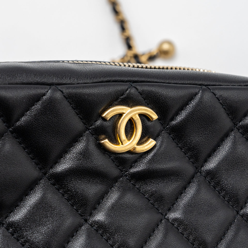 CHANEL PEARL CRUSH CAMERA BAG LAMBSKIN BLACK GHW (MICROCHIP)