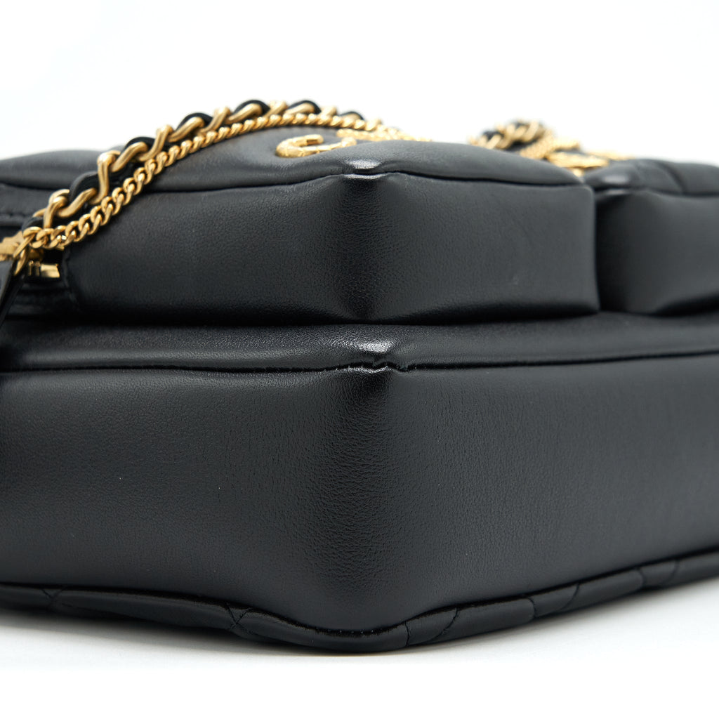 CHANEL 22C CAMERA BAG CALFSKIN BLACK GHW(MICROCHIP)