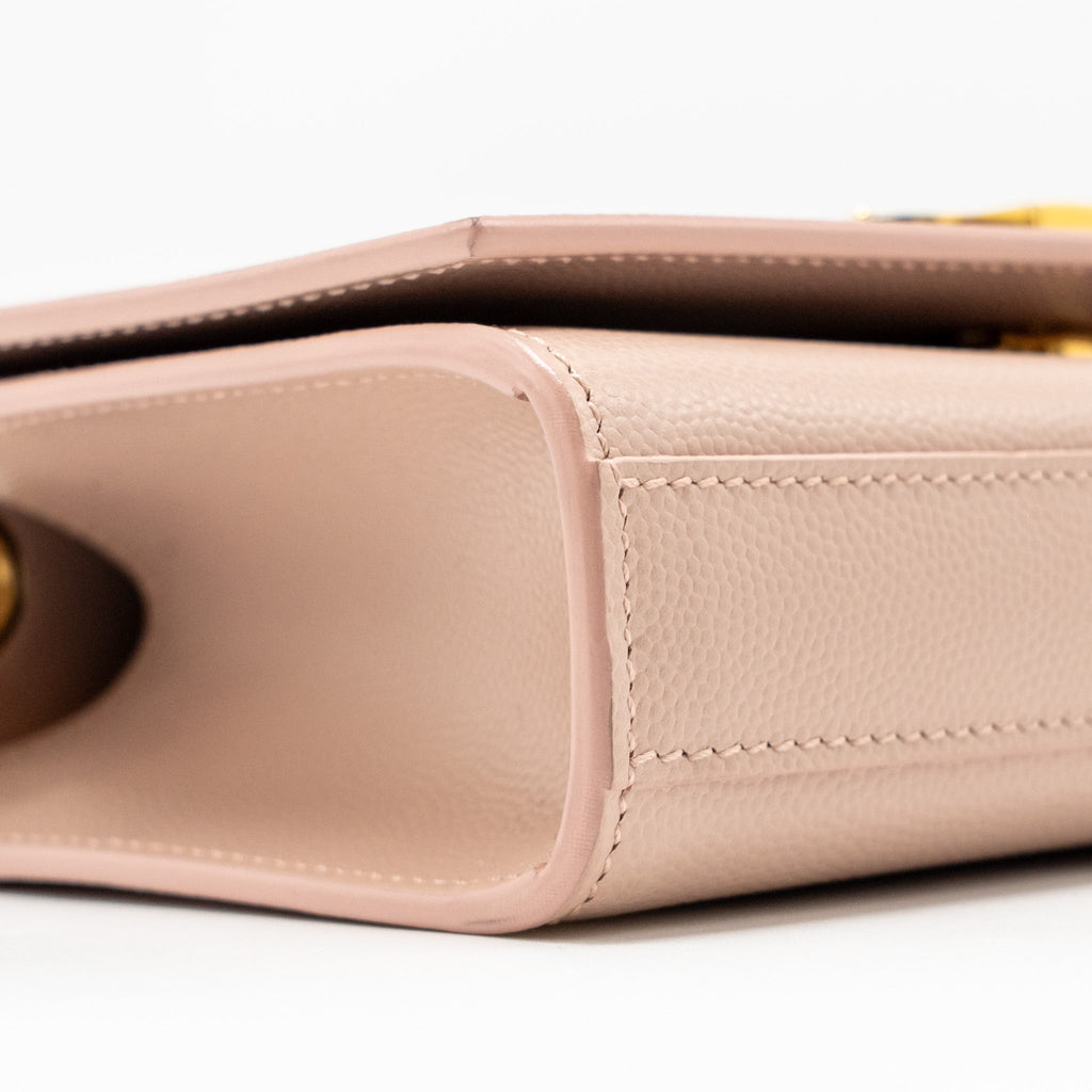 SAINT LAURENT/YSL SMALL SHOULDER BAG GRAINED CALFSKIN PALE PINK GHW