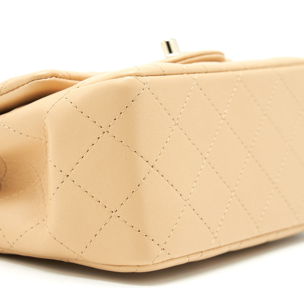 CHANEL 22C MINI SQUARE FLAP BAG LAMBSKIN BEIGE LGHW(MICROCHIP)