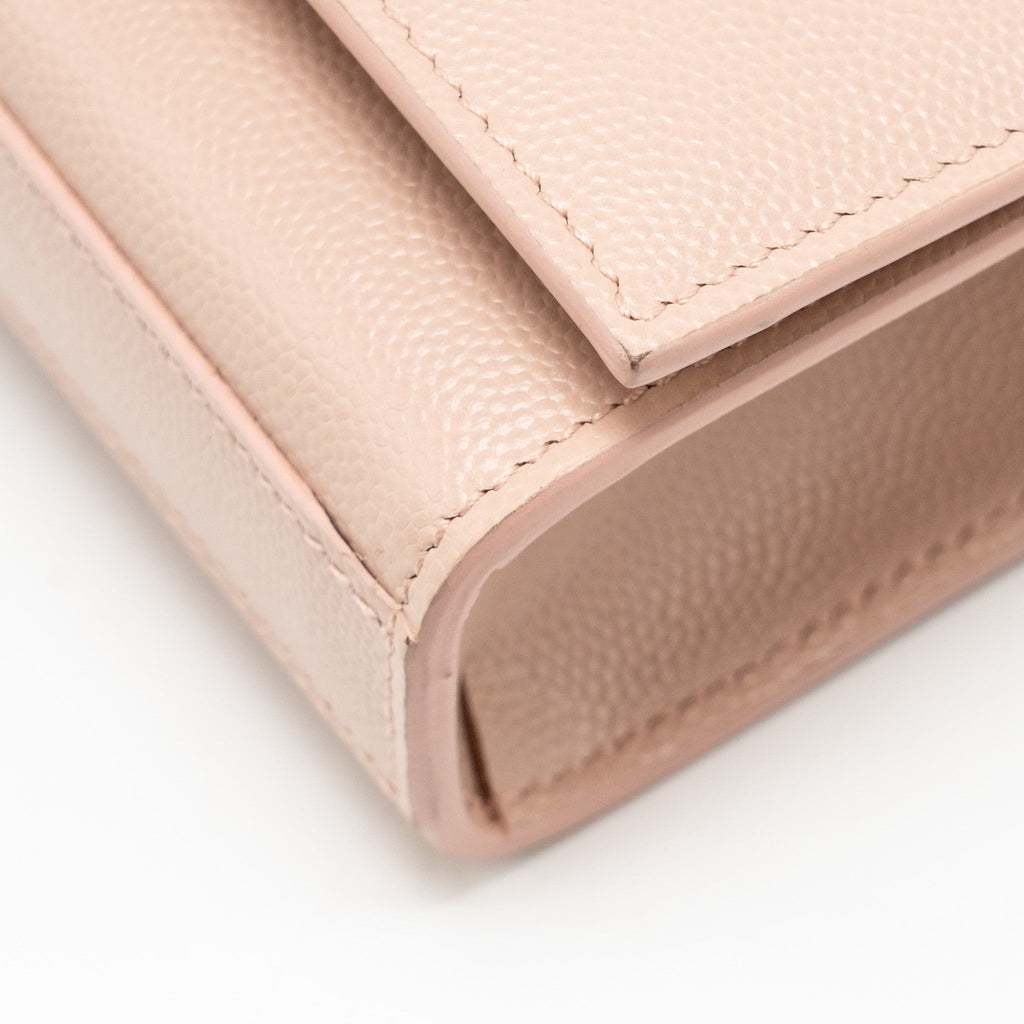 SAINT LAURENT/YSL SMALL SHOULDER BAG GRAINED CALFSKIN PALE PINK GHW