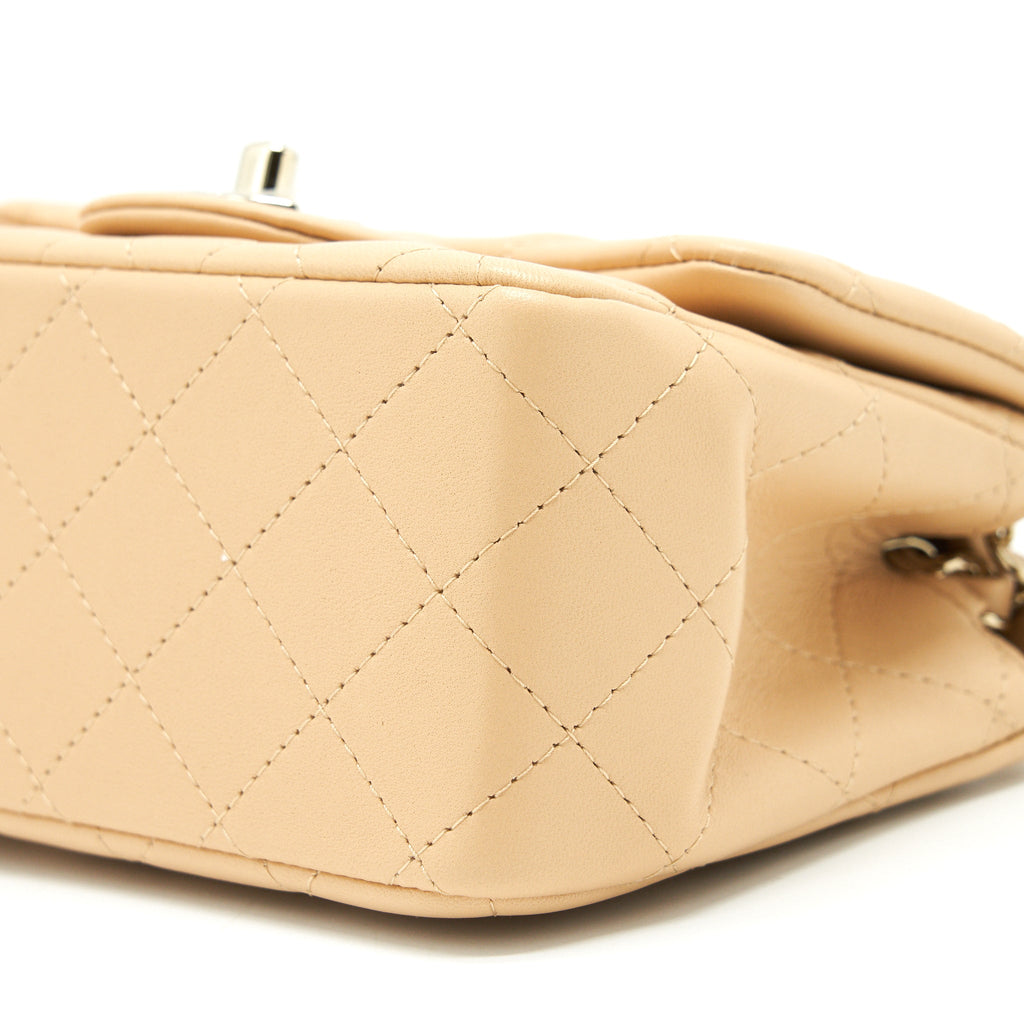 CHANEL 22C MINI SQUARE FLAP BAG LAMBSKIN BEIGE LGHW(MICROCHIP)