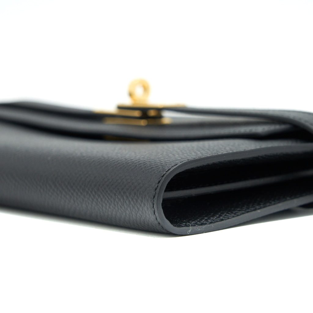 HERMES CLASSIC KELLY LONG WALLET EPSOM BLACK GHW