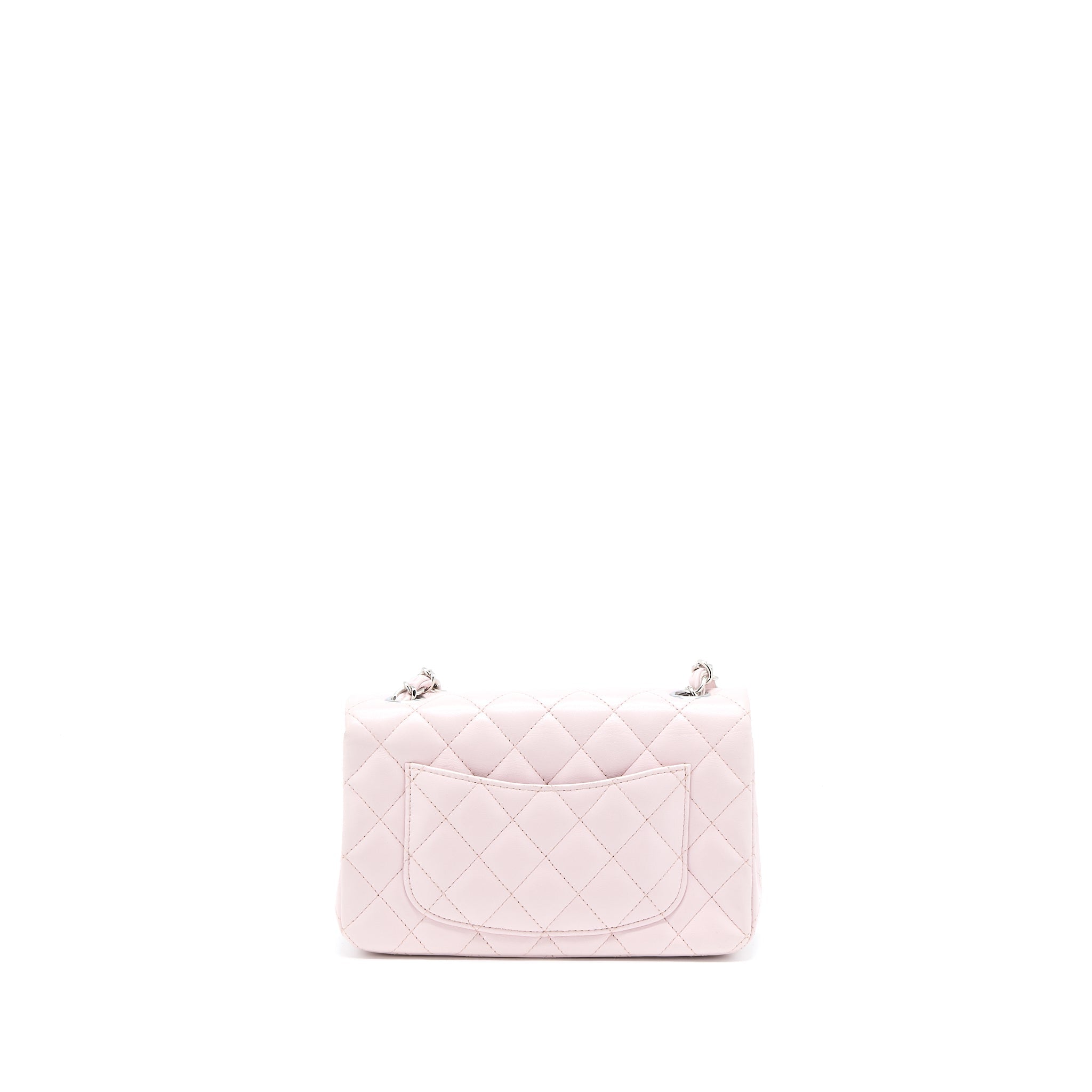 CHANEL MINI RECTANGULAR FLAP BAG LAMBSKIN LIGHT PINK SHW
