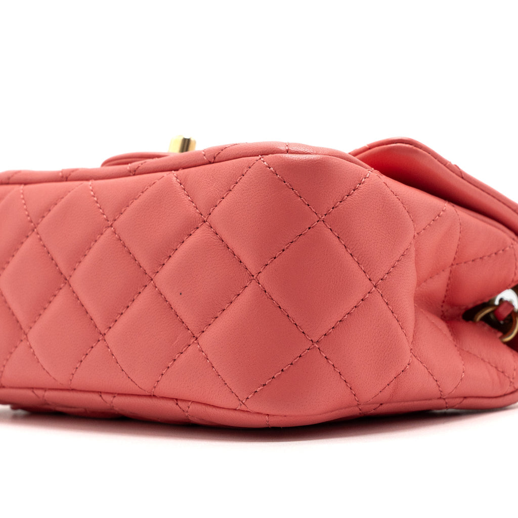 CHANEL PEARL CRUSH MINI SQUARE FLAP BAG LAMBSKIN PINK GHW