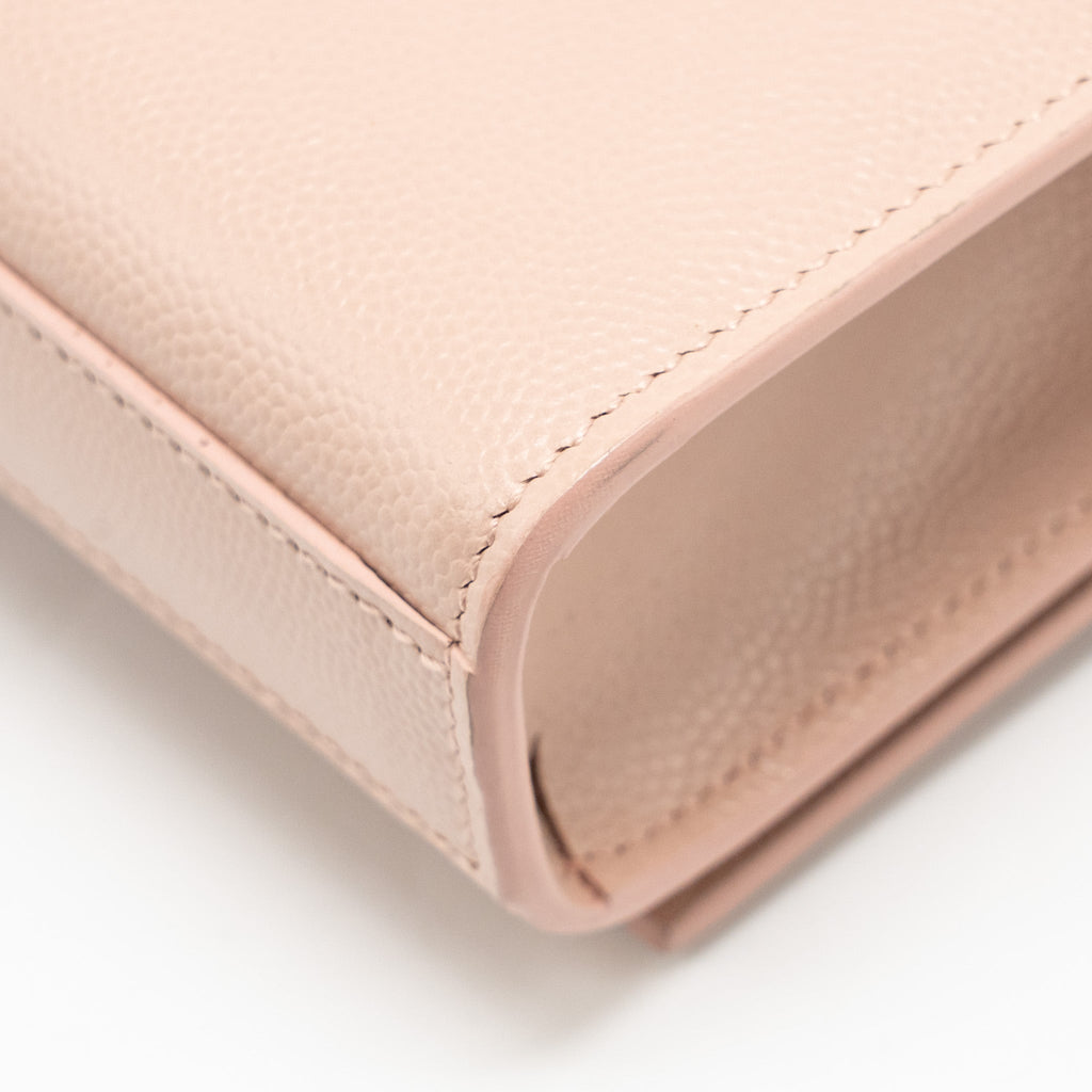 SAINT LAURENT/YSL SMALL SHOULDER BAG GRAINED CALFSKIN PALE PINK GHW